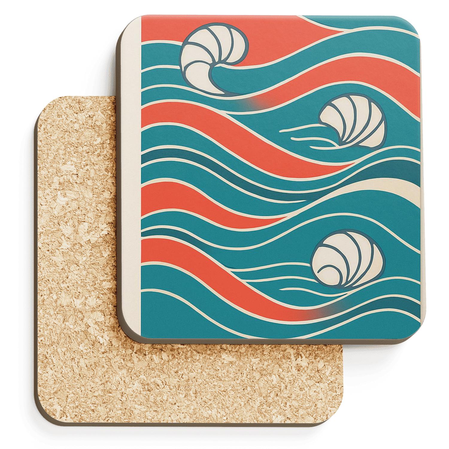 Coral Wave Minimalism absorbent drink coasters