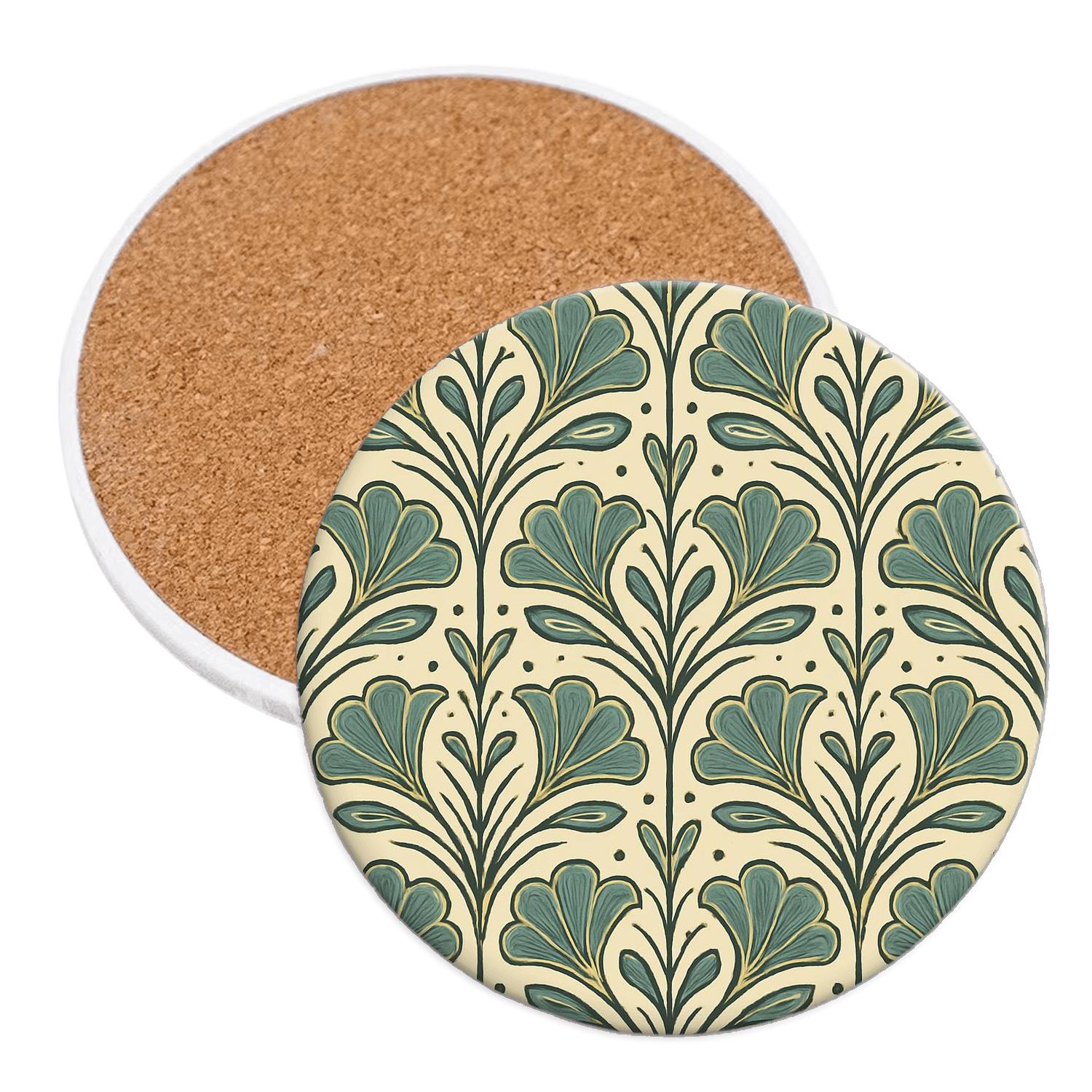 Art Deco Botanical Repeat coasters for home decor