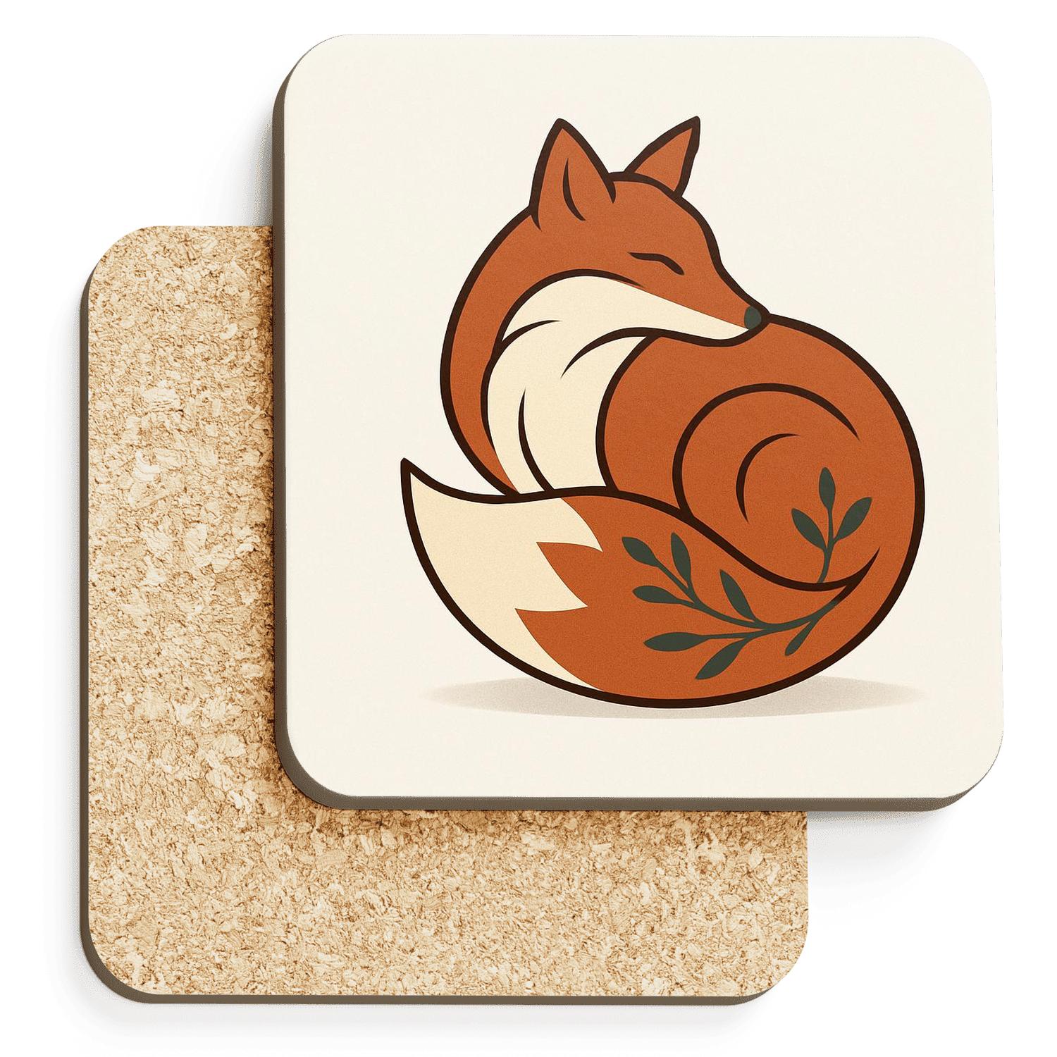 Minimalist Fox Wrap coasters for home decor