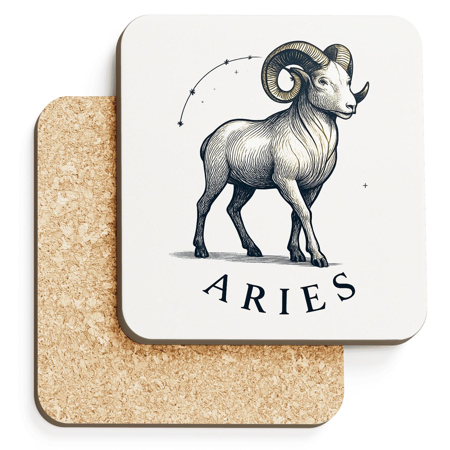 Aries Ram Emblem cork coaster sets