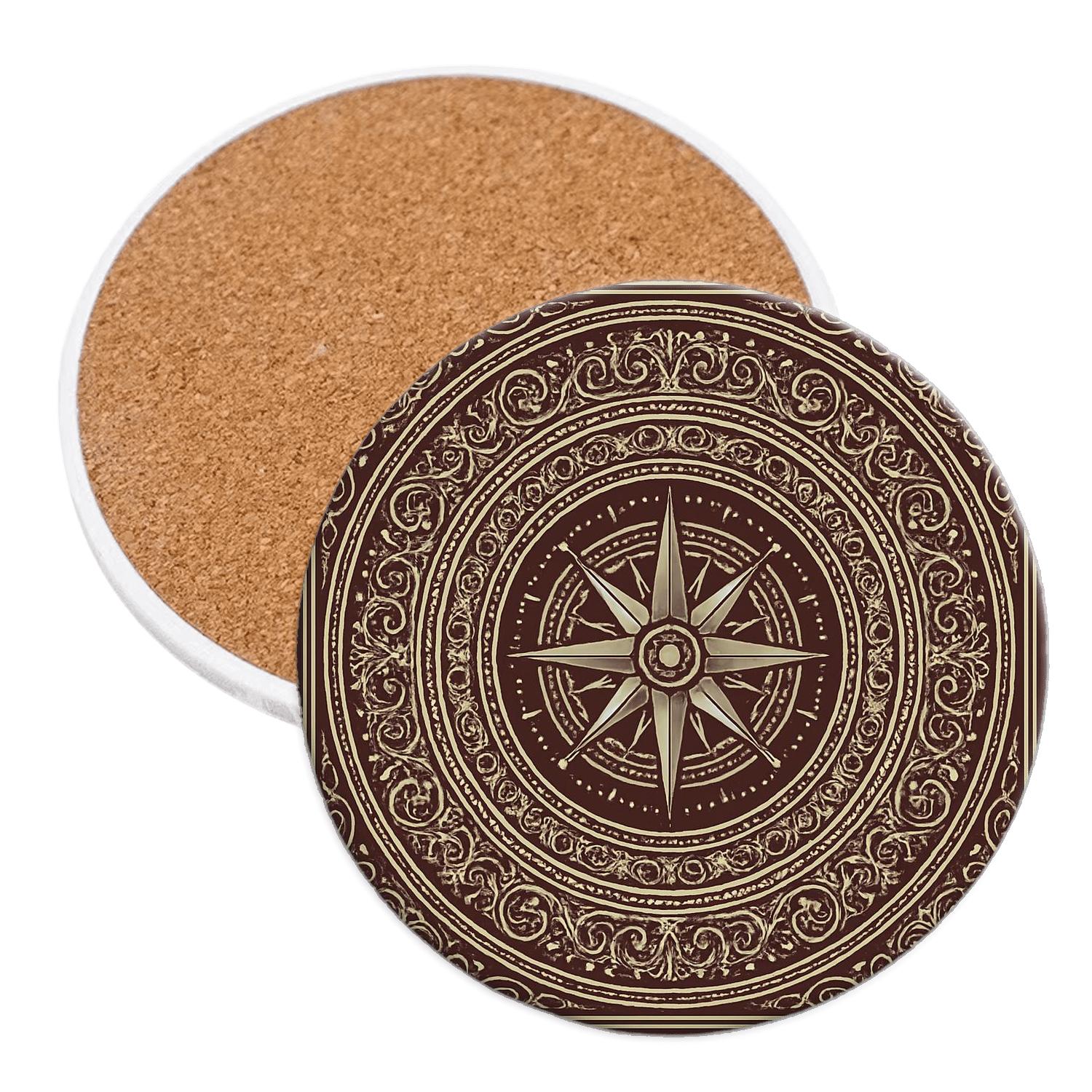 Victorian Ornamental Compass cork coaster sets