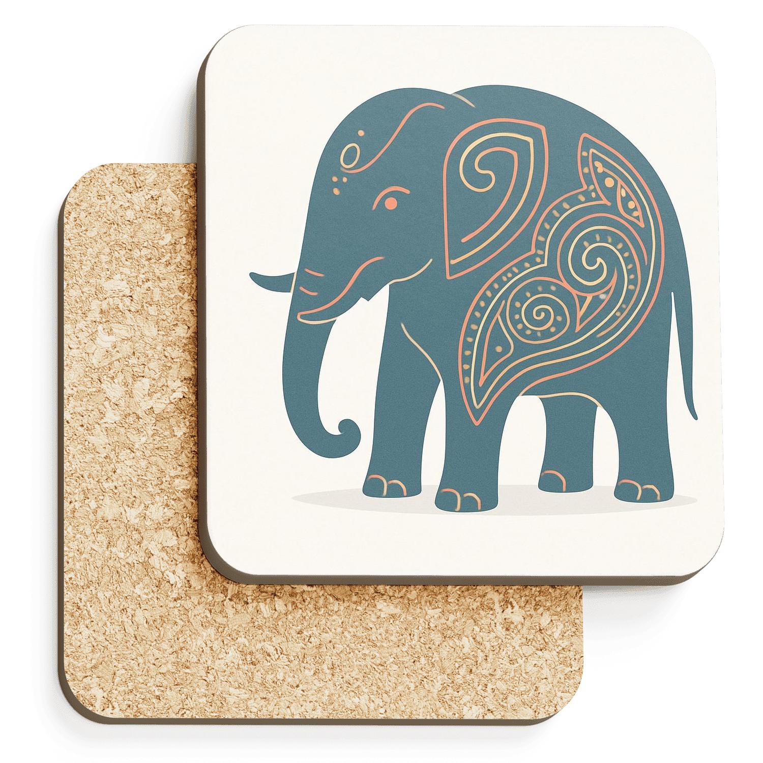 Ornamental Elephant Embrace personalized drink coasters