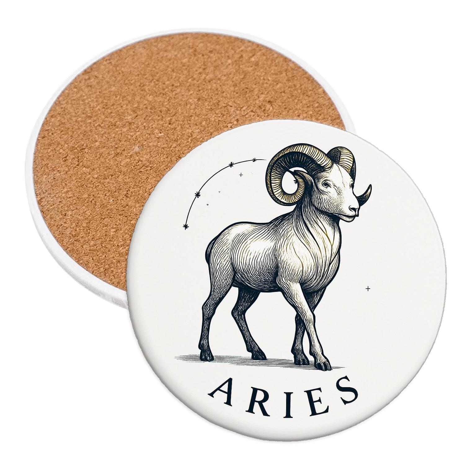 Aries Ram Emblem cork coaster sets