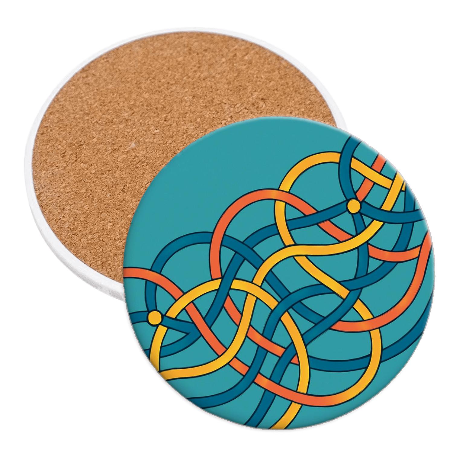 Solar Ribbon Weave cork coaster sets