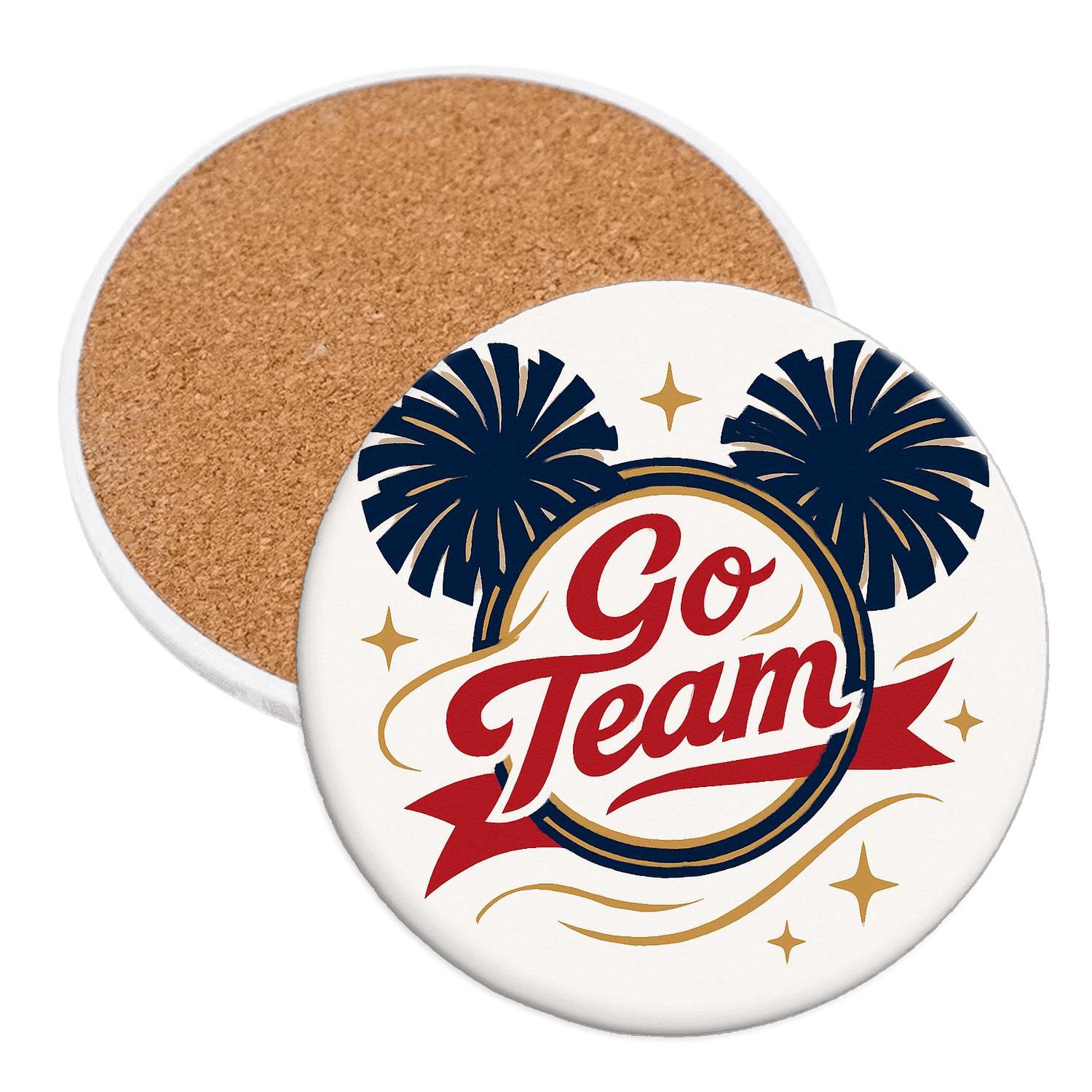 Cheer Pom Pom Crest wooden table coasters