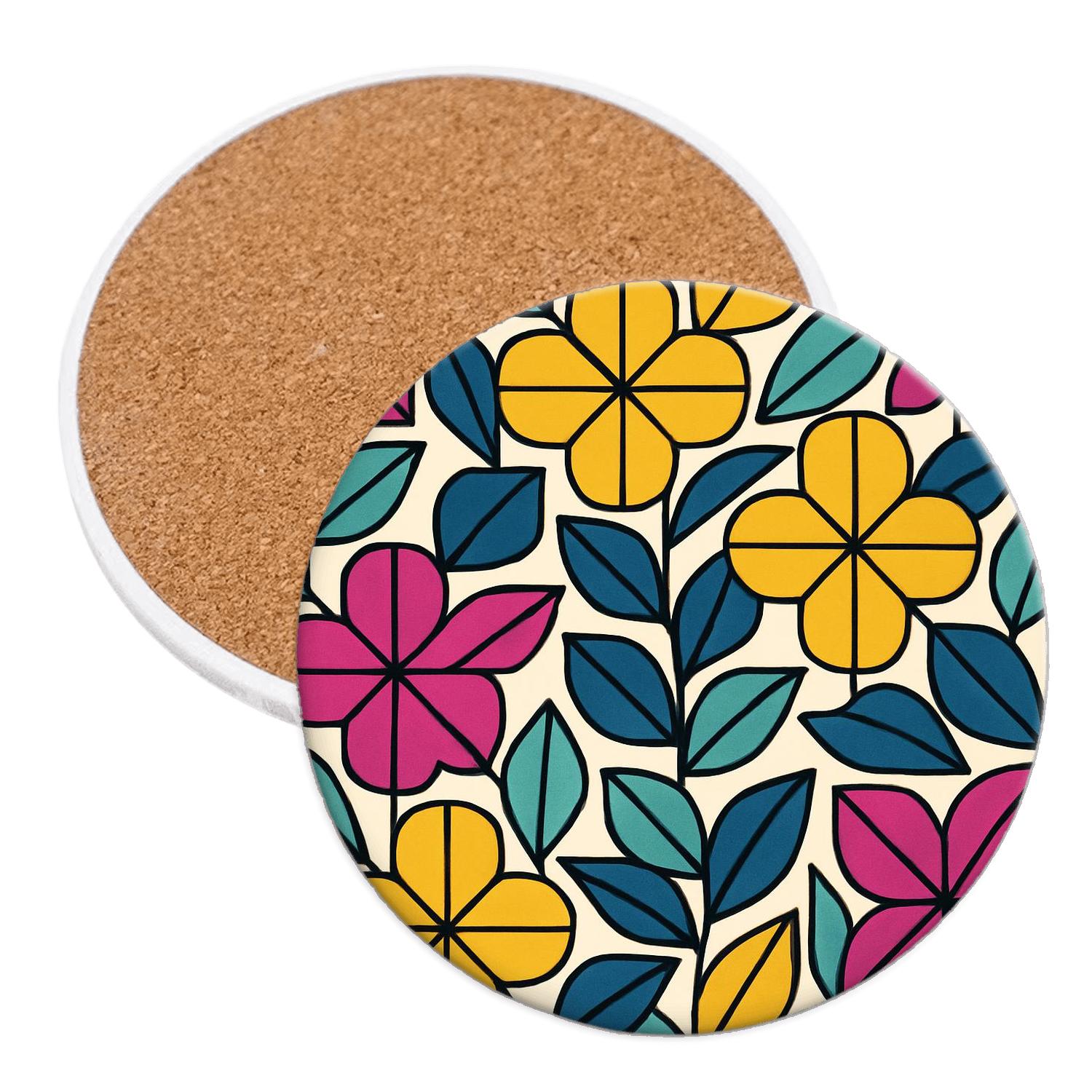 Chromatic Origami Garden cork coaster sets
