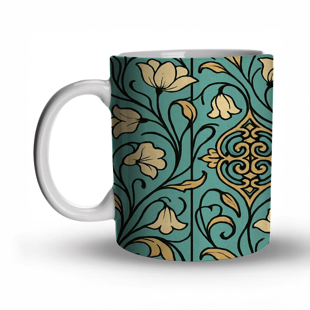 Art Nouveau Botanical Linework gift mugs for occasions