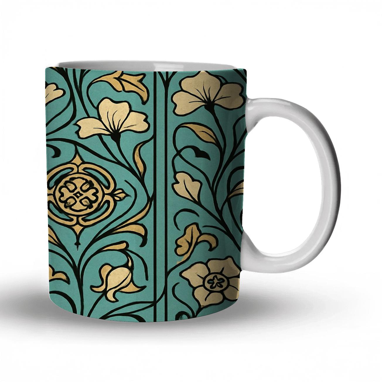 Art Nouveau Botanical Linework gift mugs for occasions