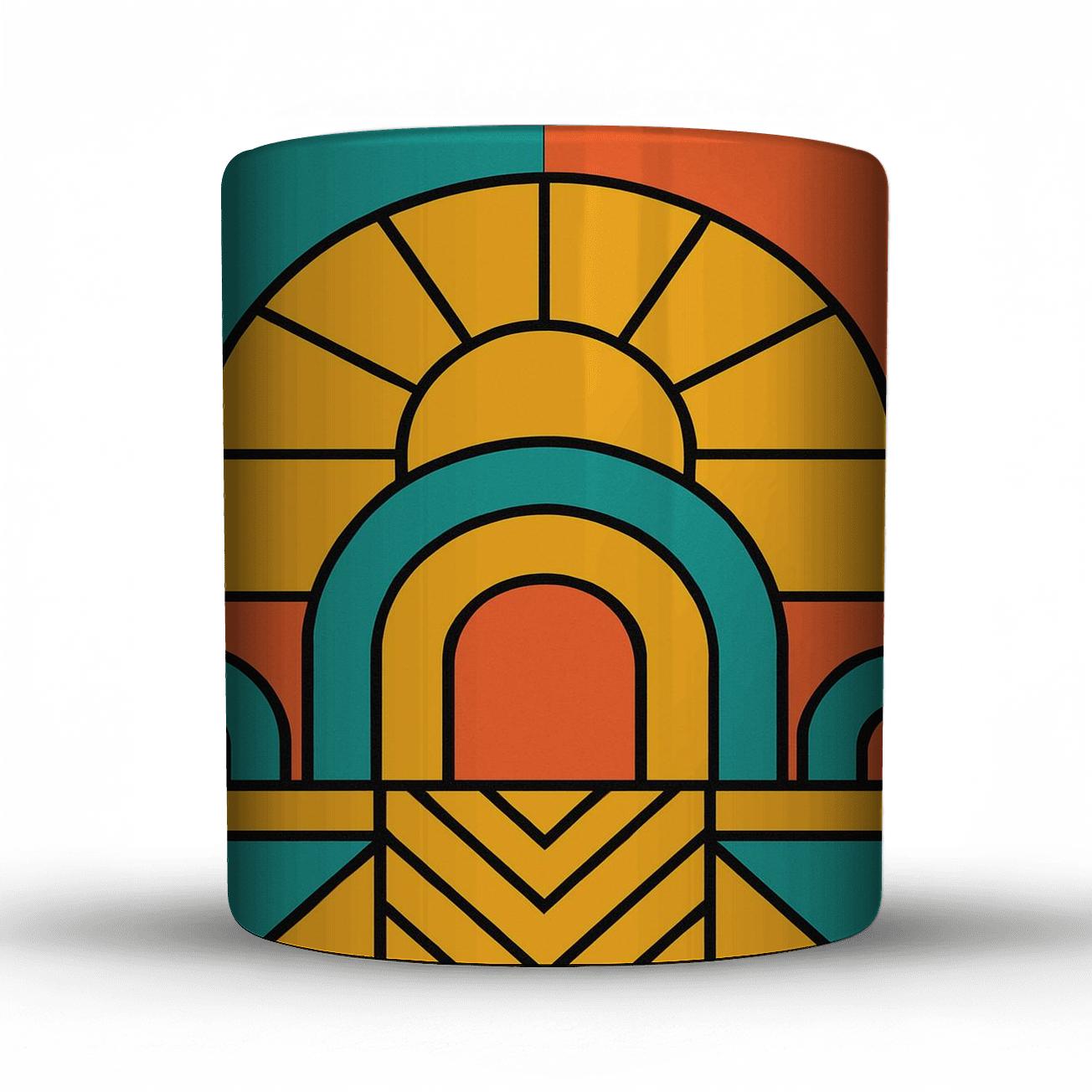Radiant Geometric Noon travel mugs with handles