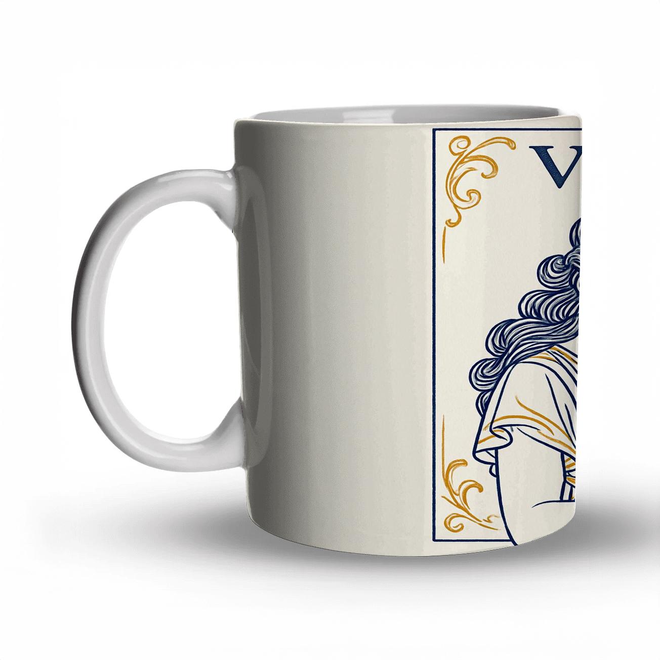 Virgo Maiden Elegant Line Art travel mugs with handles