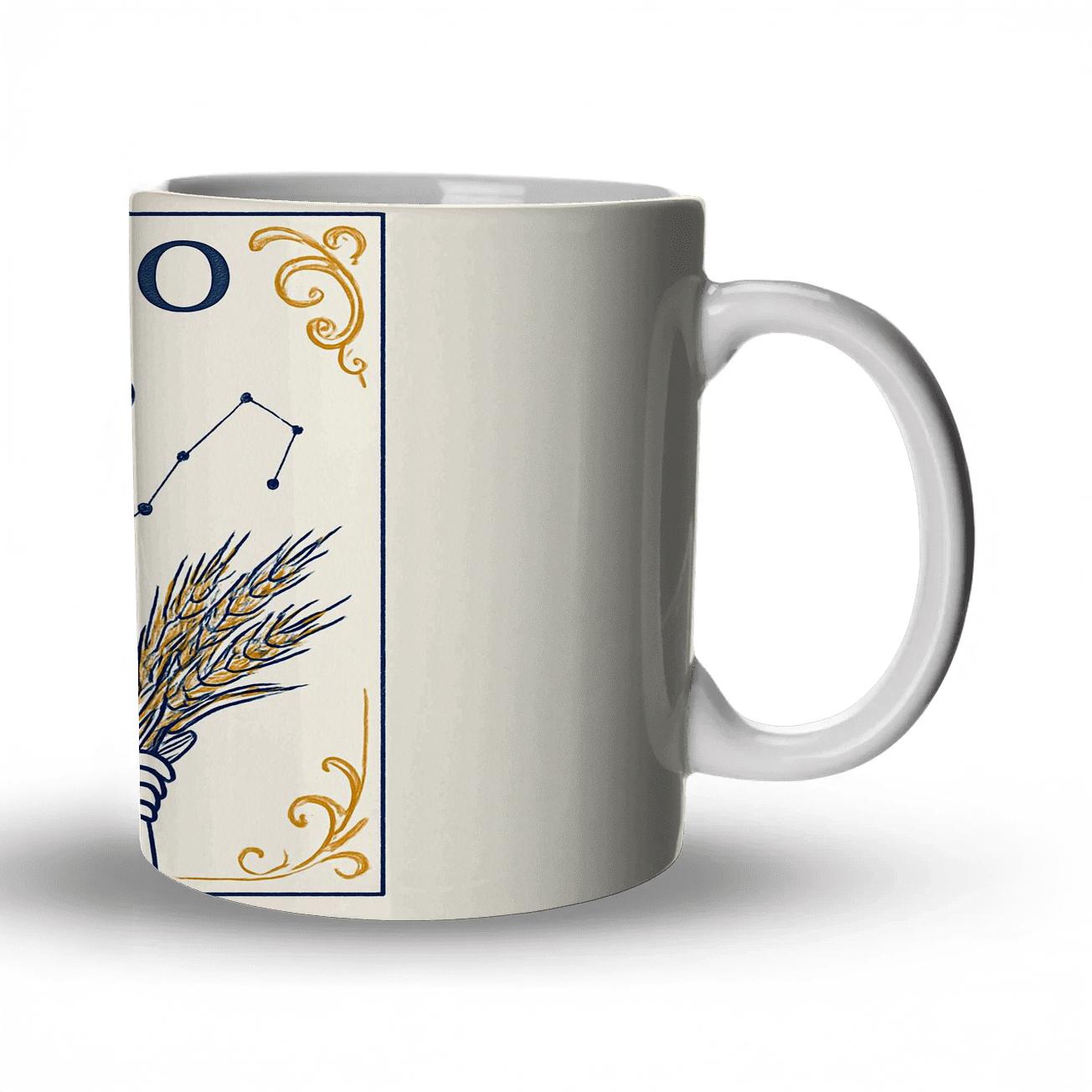 Virgo Maiden Elegant Line Art travel mugs with handles