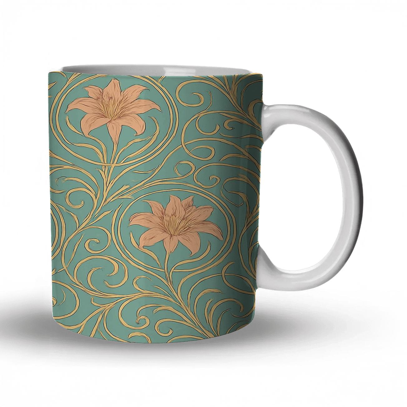 Art Nouveau Botanical Medallions custom printed mugs