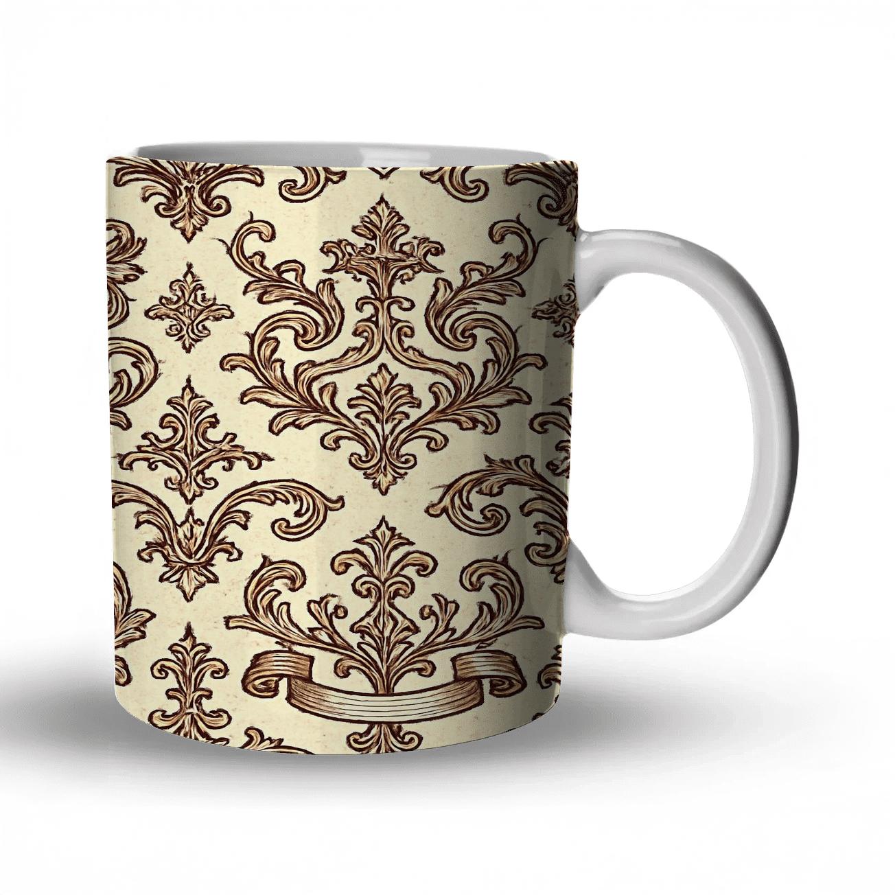 Victorian Ornamental Crest Repeat ceramic coffee mugs