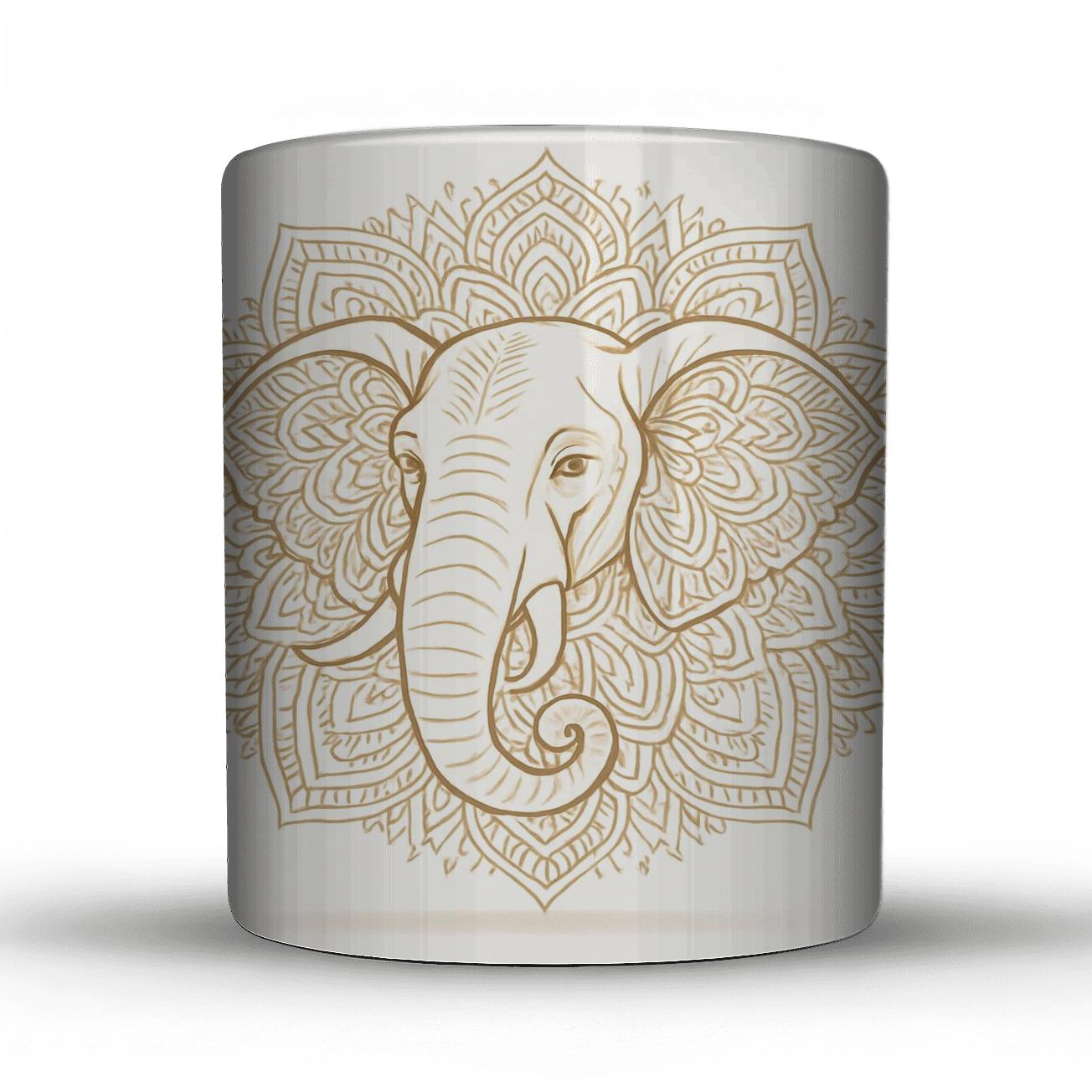 Serene Elephant Mandala ceramic coffee mugs