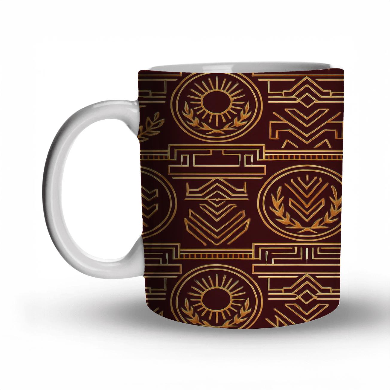 Deco Geometric Heraldry custom printed mugs