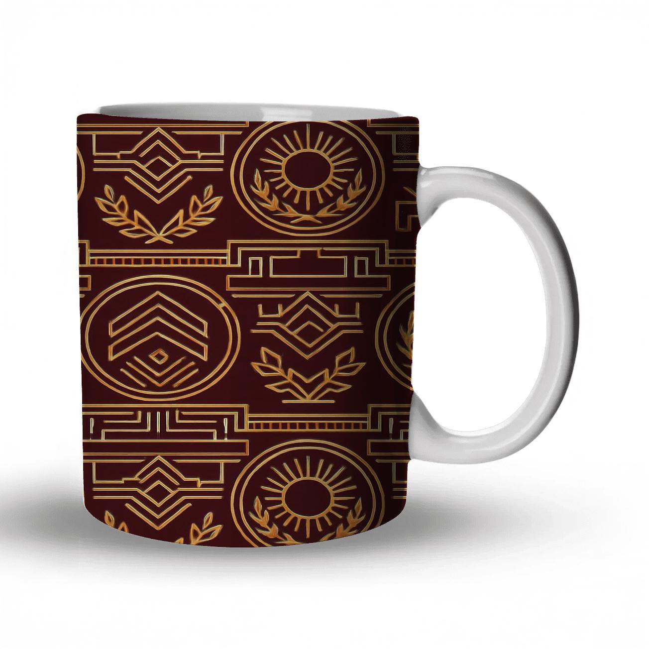 Deco Geometric Heraldry custom printed mugs