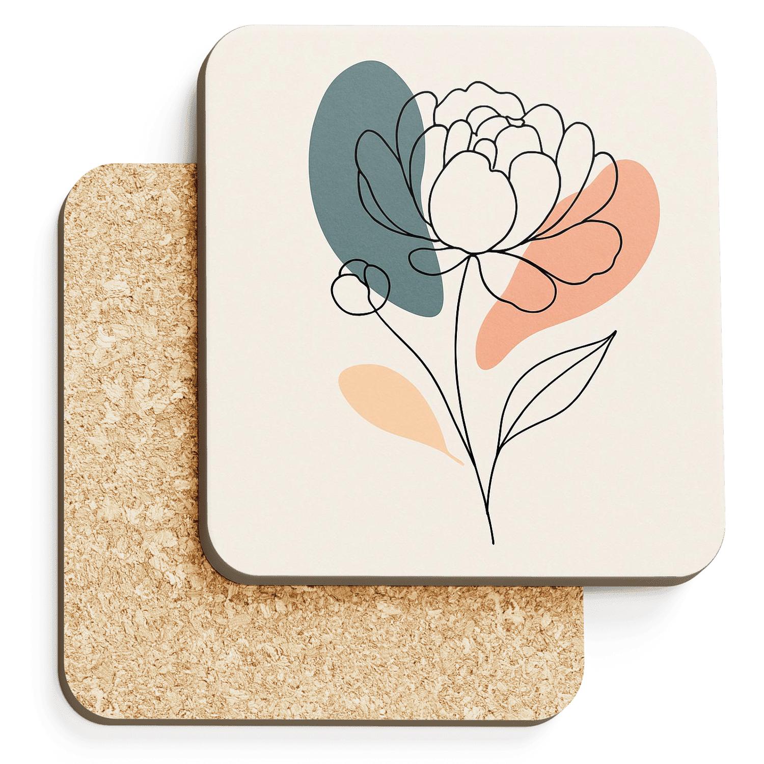 Quiet Floral Contour custom engraved coasters