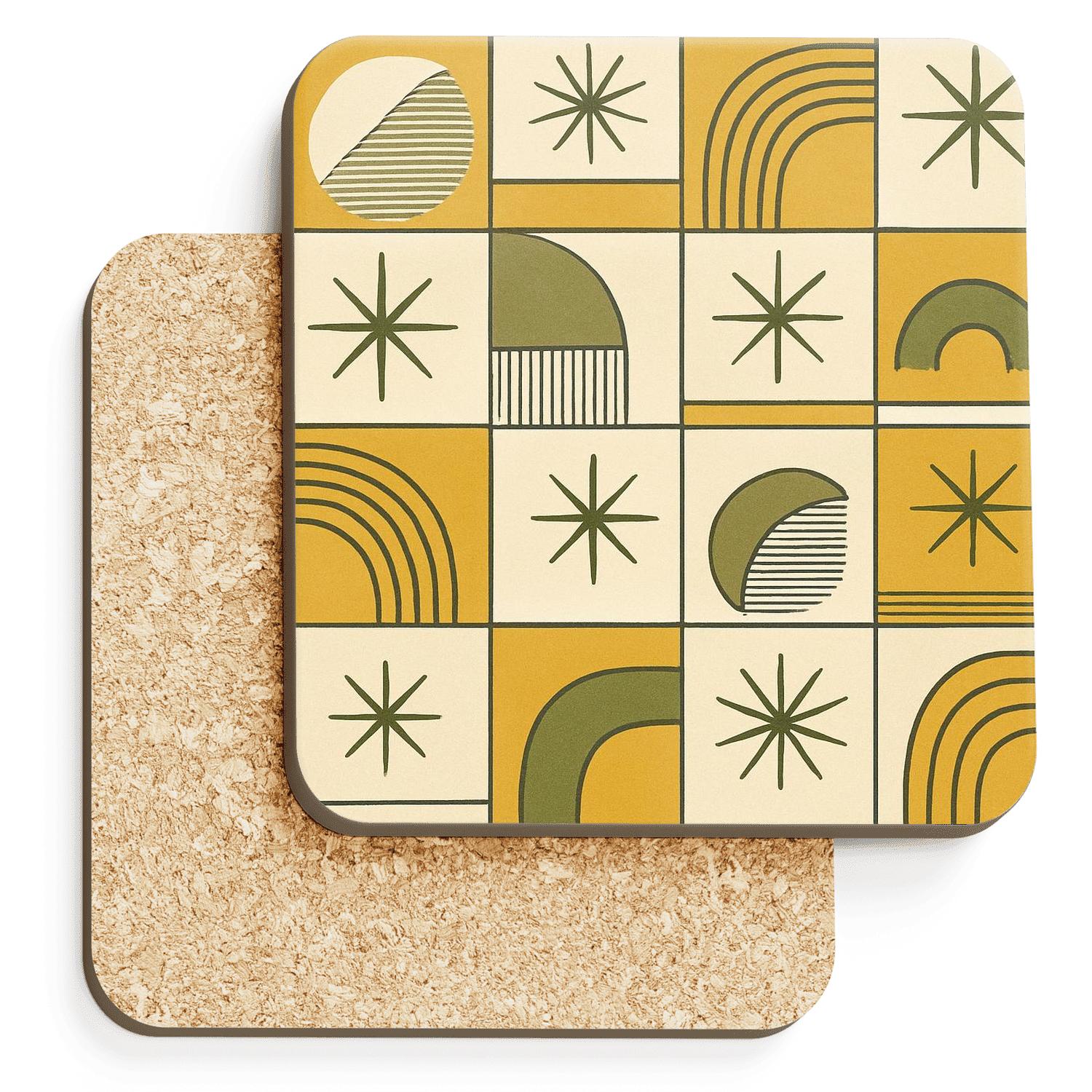 Midcentury Geometric Motif coasters for home decor