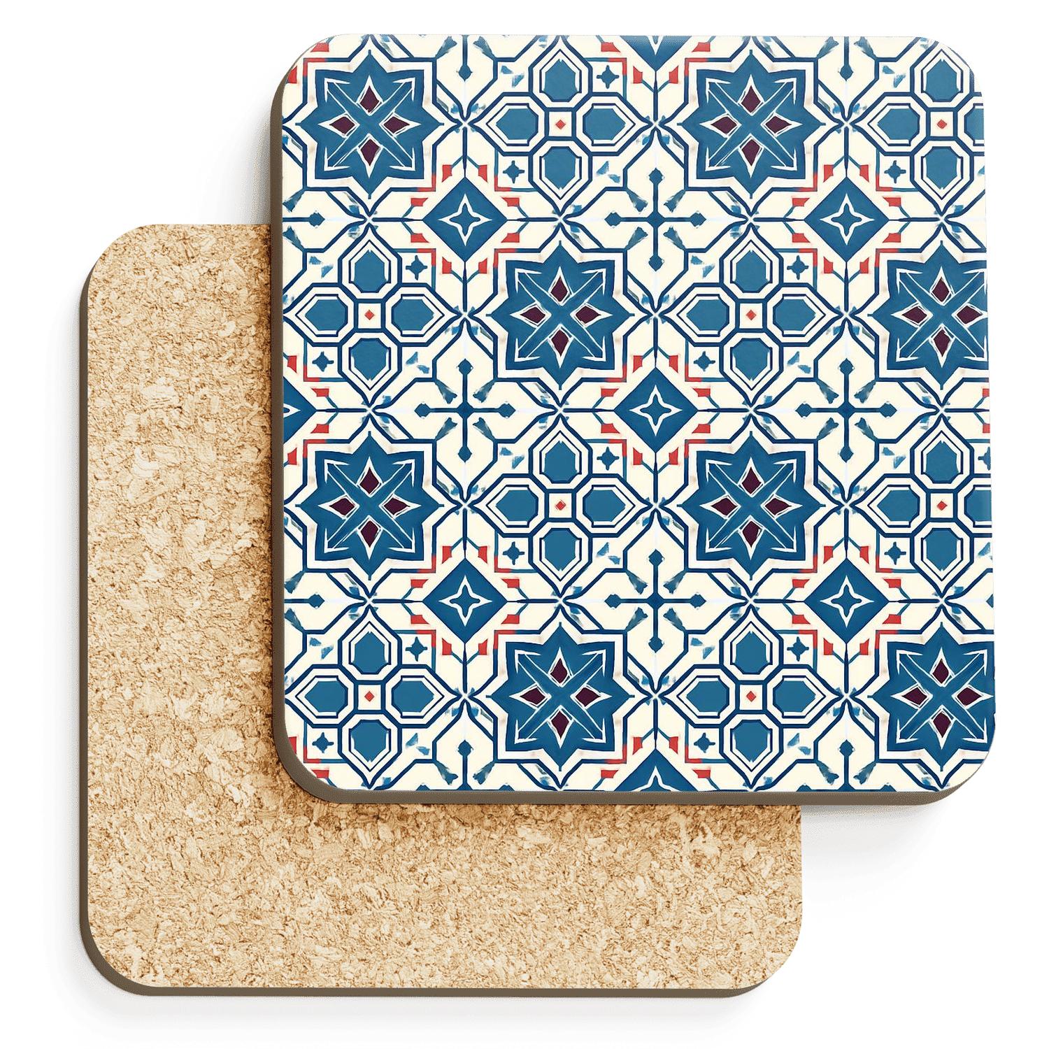 Iberian Tile Labyrinth personalized drink coasters