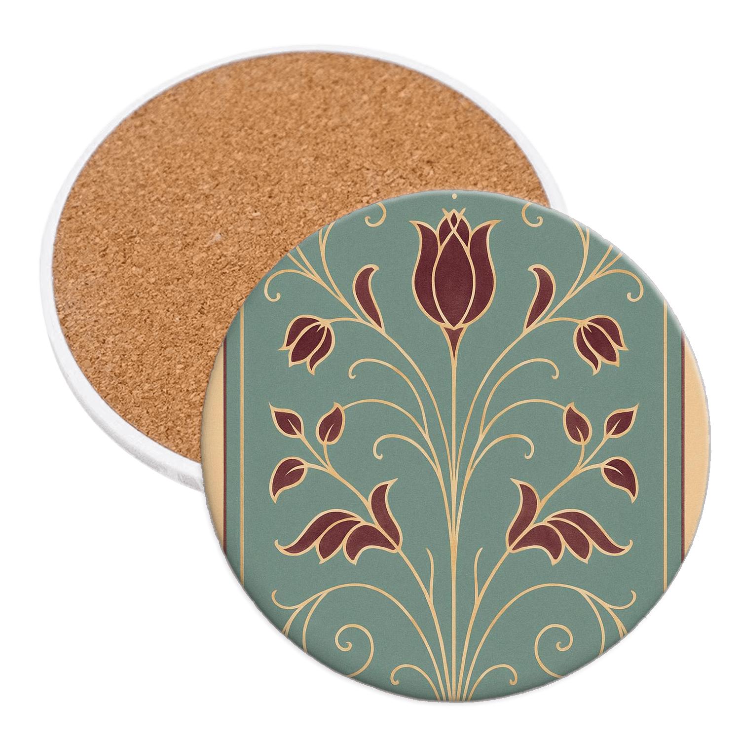 Ornamental Art Nouveau Emblem absorbent drink coasters