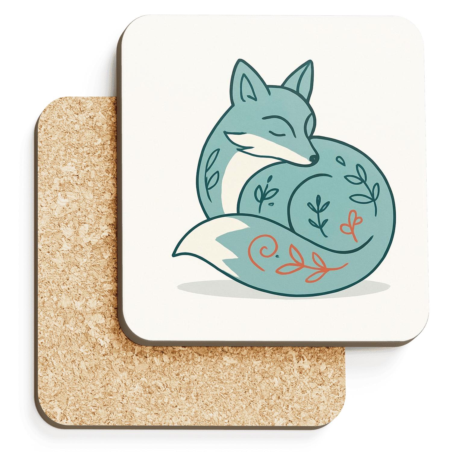 Minimalist Arctic Fox decorative beverage coasters