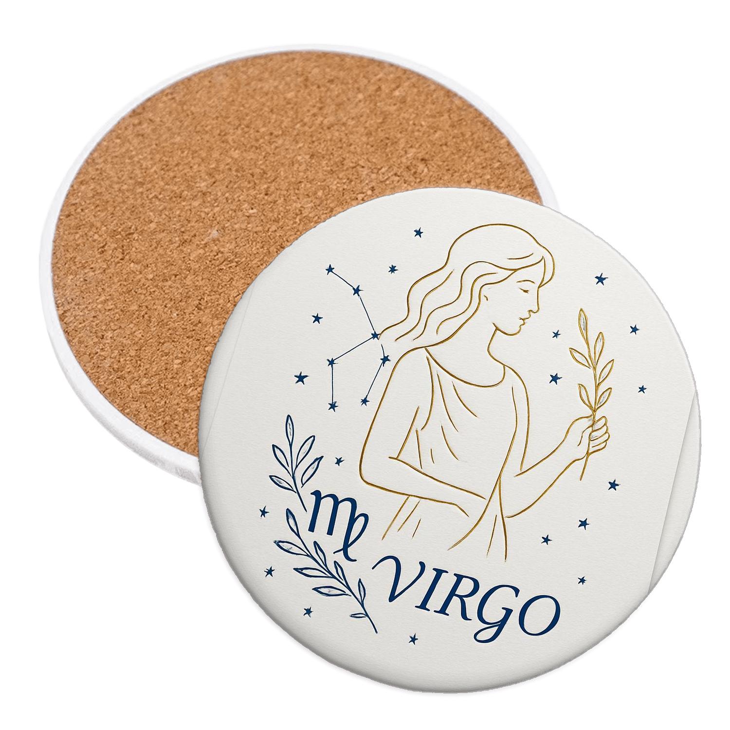 Virgo Maiden Elegant Line Art custom engraved coasters