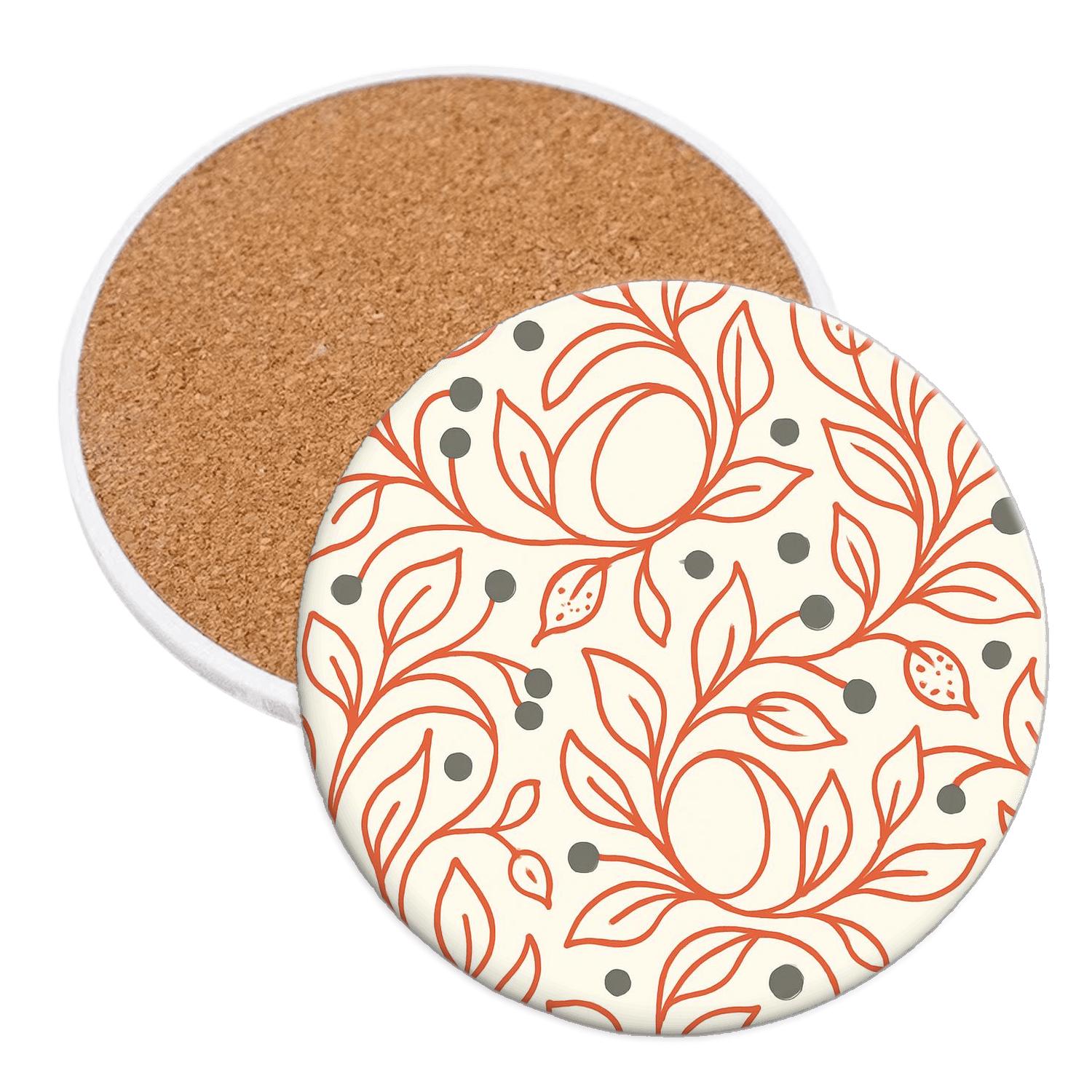 Neon Botanical Orbit absorbent drink coasters