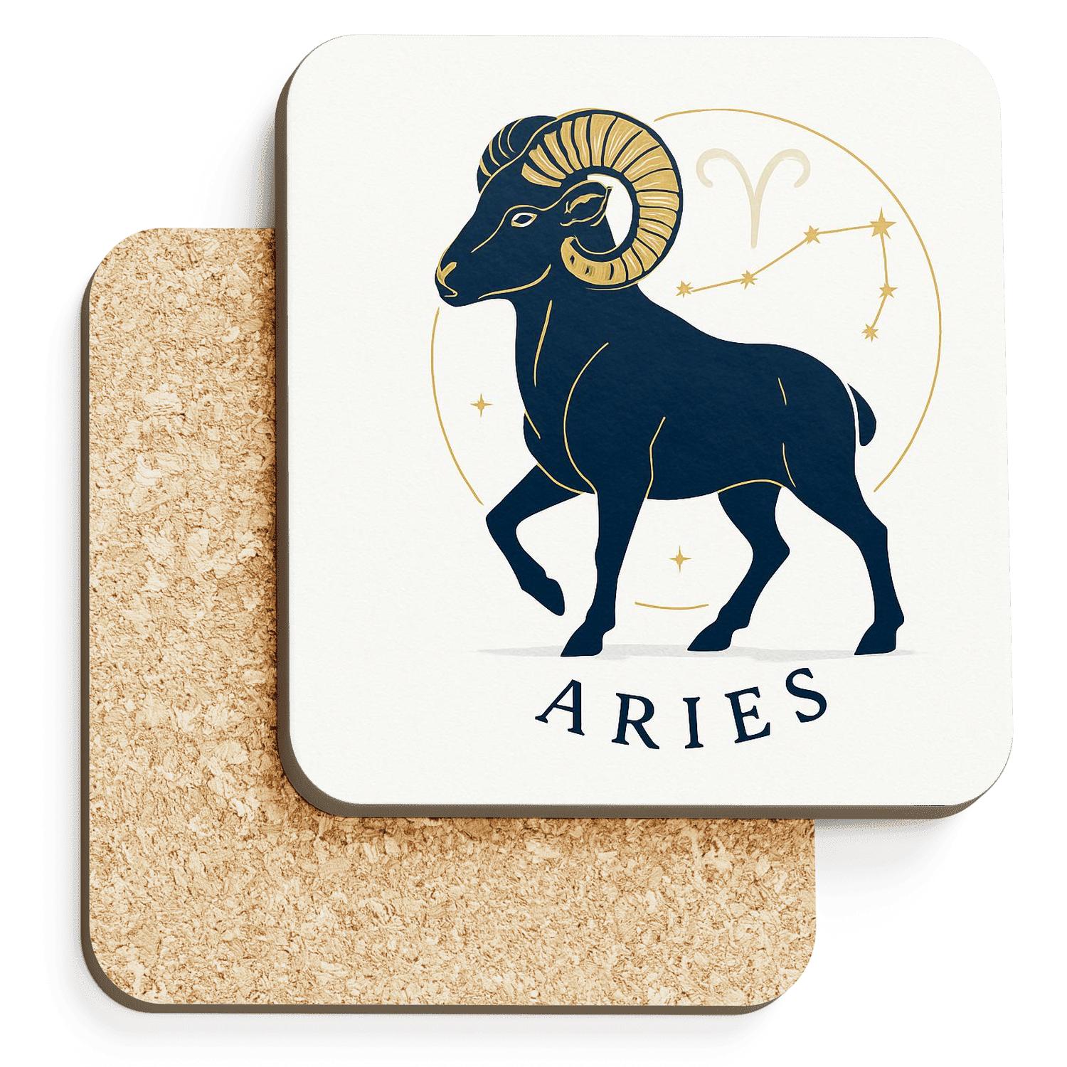 Aries Ram Minimalist Emblem personalized drink coasters