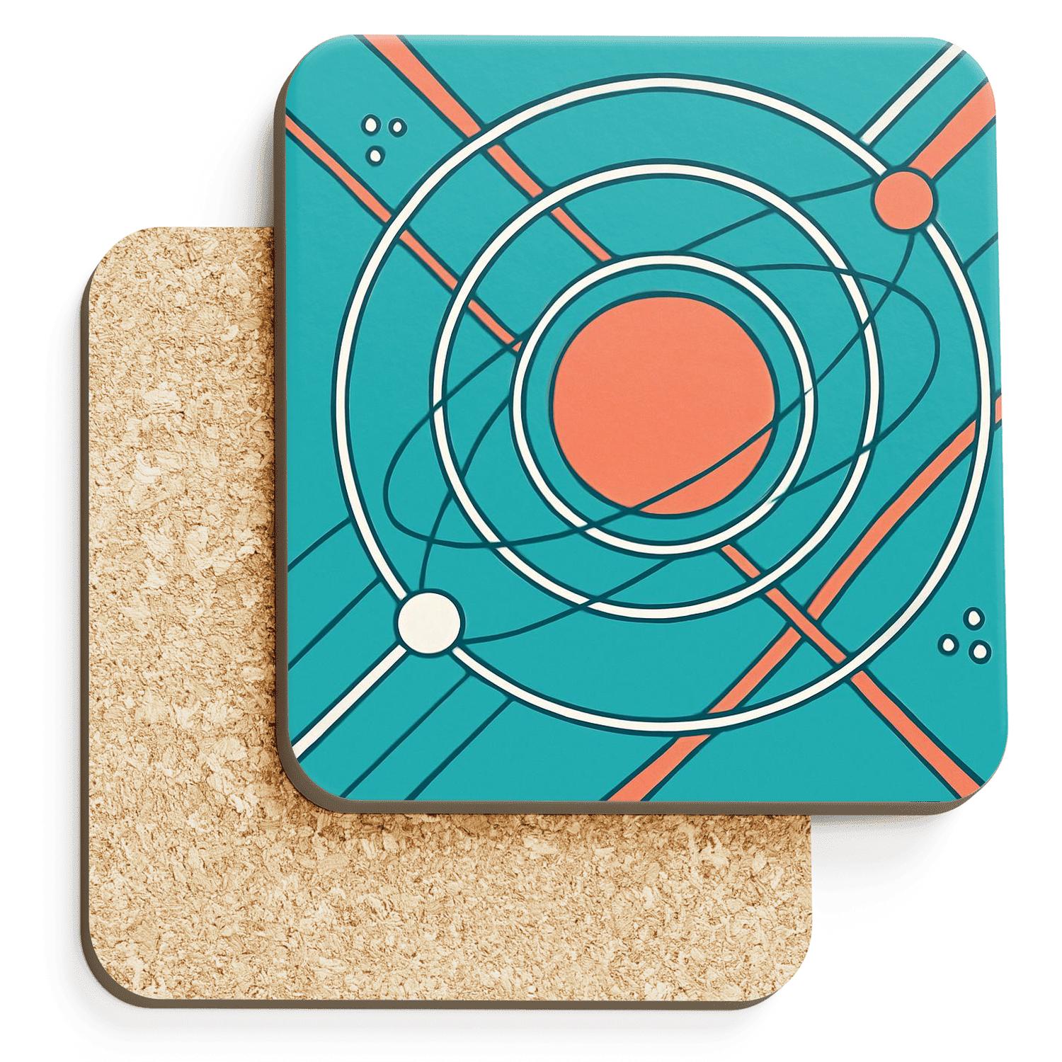 Radiant Orbital Weave cork coaster sets