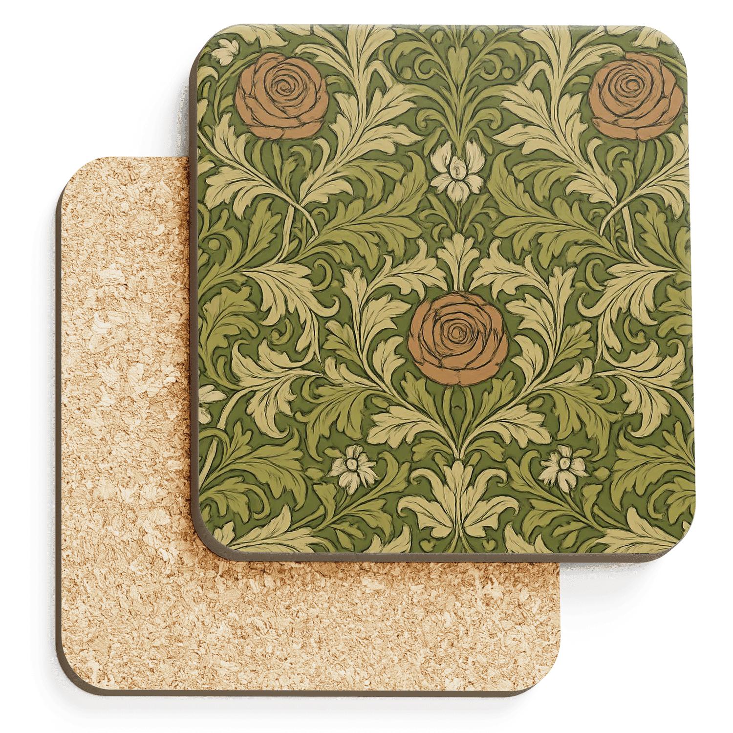 William Morris Textile Repeat cork coaster sets