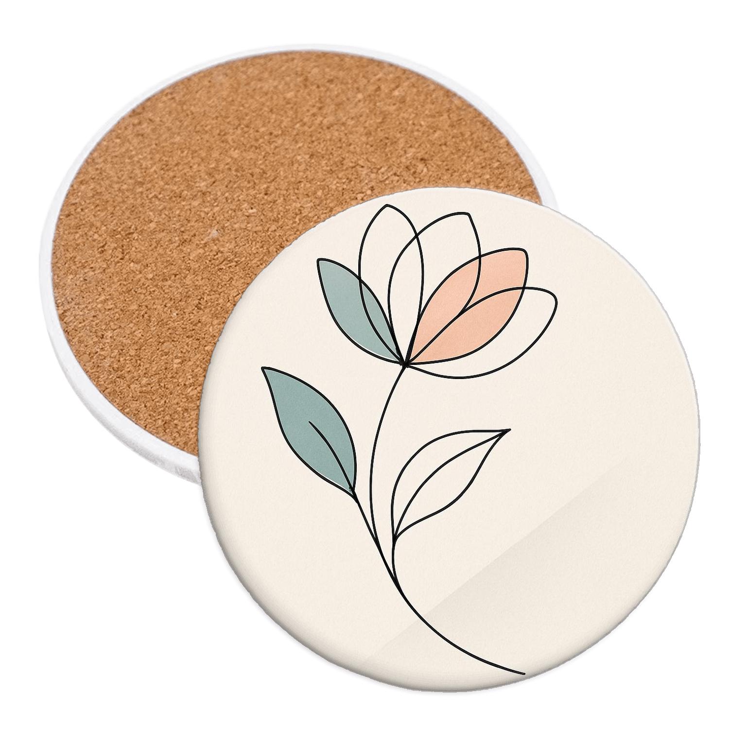 Zen Floral Arc absorbent drink coasters
