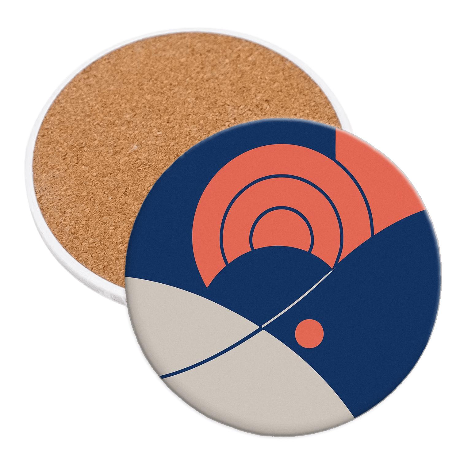 Geometric Wave cork coaster sets