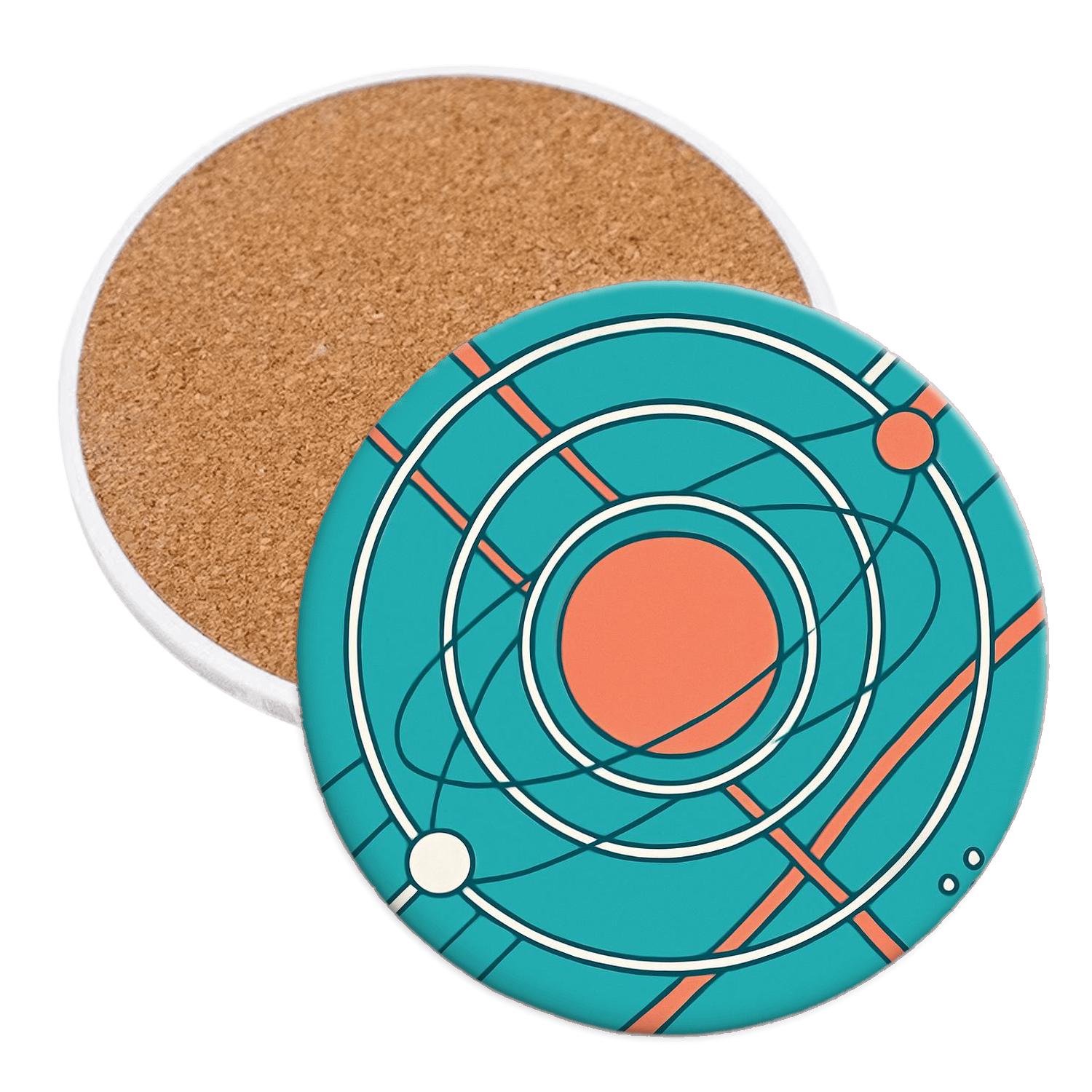 Radiant Orbital Weave wooden table coasters