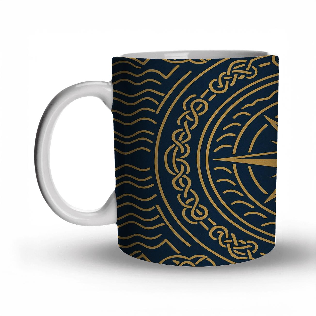Deco Nautical Compass custom printed mugs