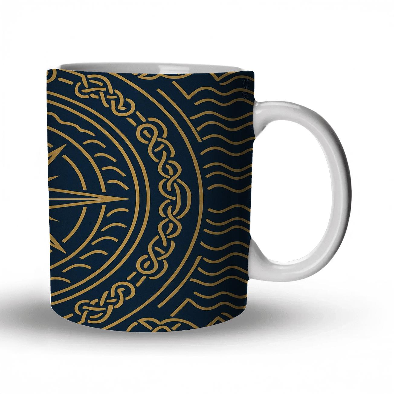Deco Nautical Compass custom printed mugs