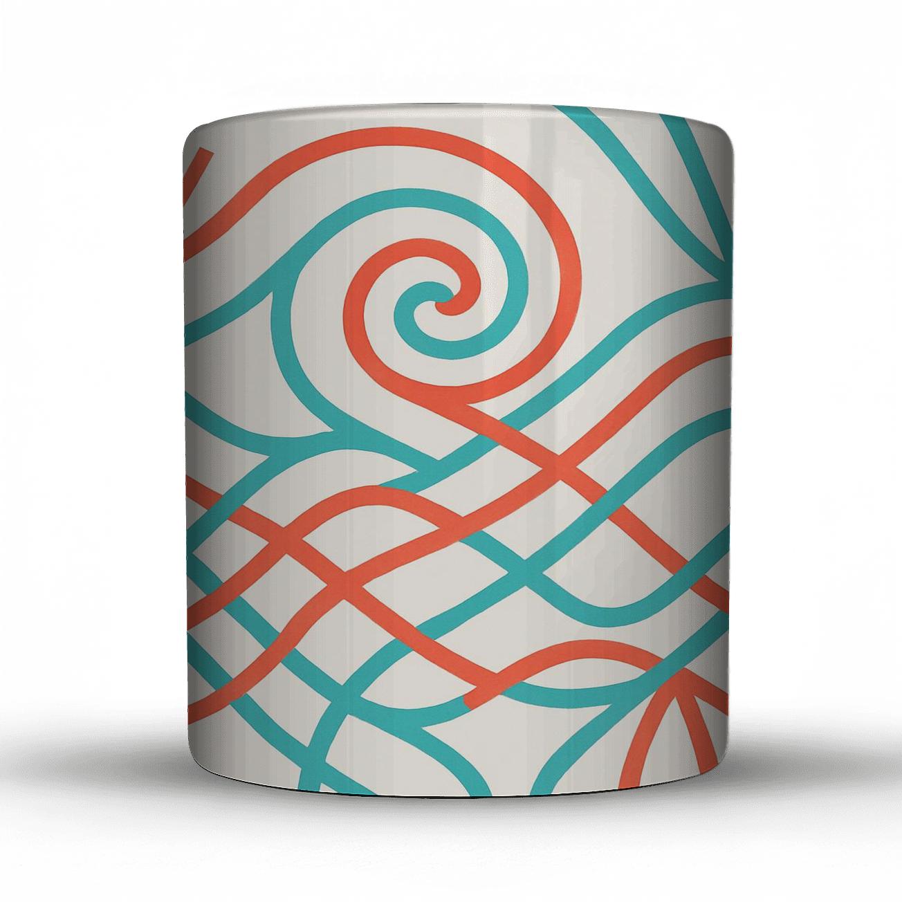 Solar Ribbon Motif ceramic coffee mugs