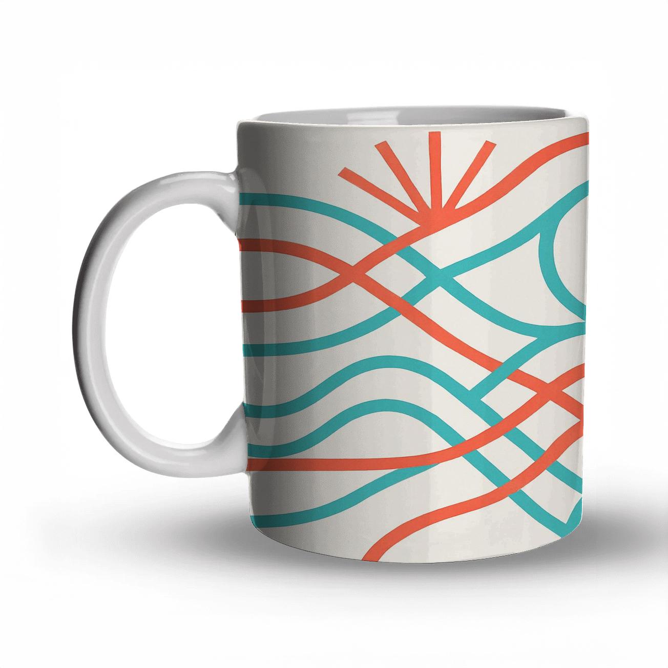 Solar Ribbon Motif ceramic coffee mugs