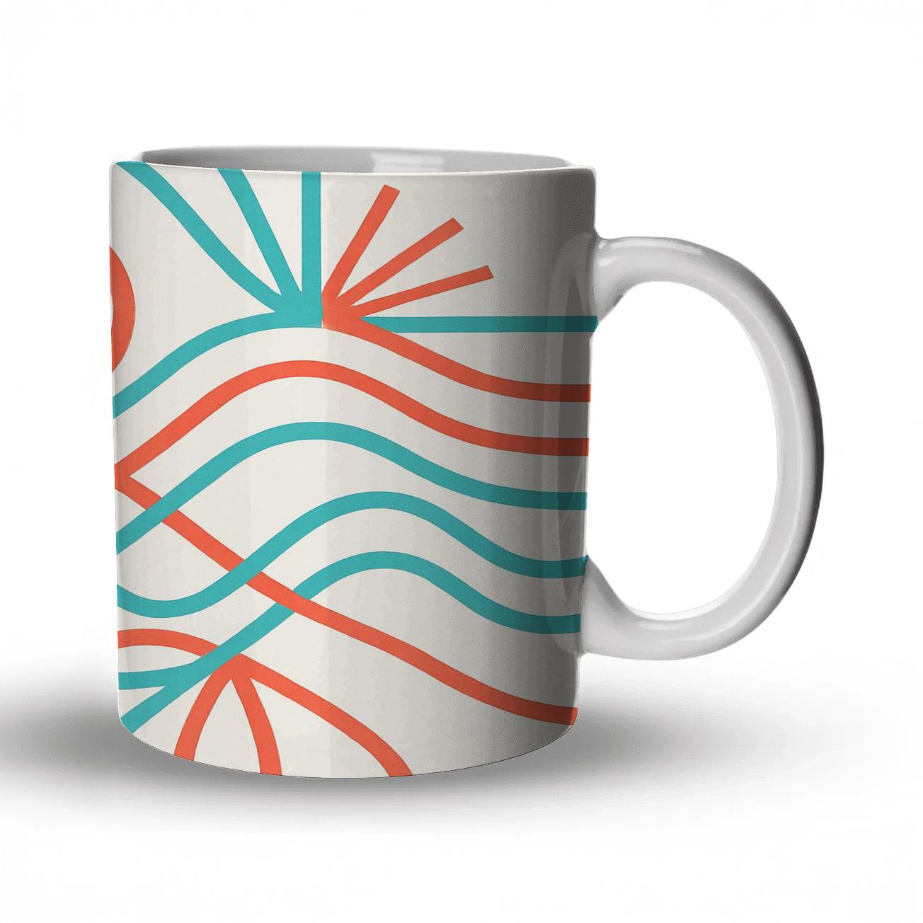 Solar Ribbon Motif ceramic coffee mugs