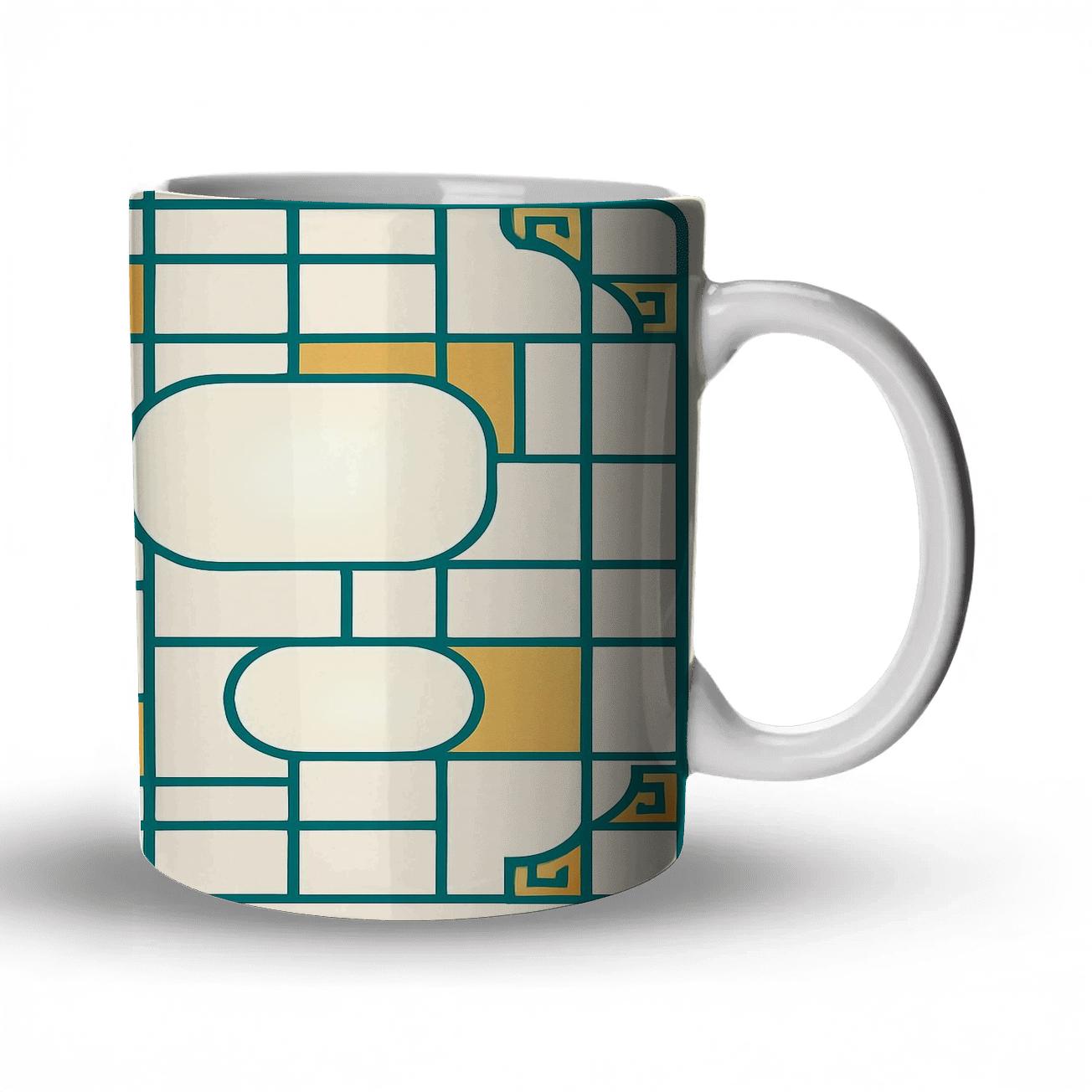 Neon Oasis Grid custom printed mugs