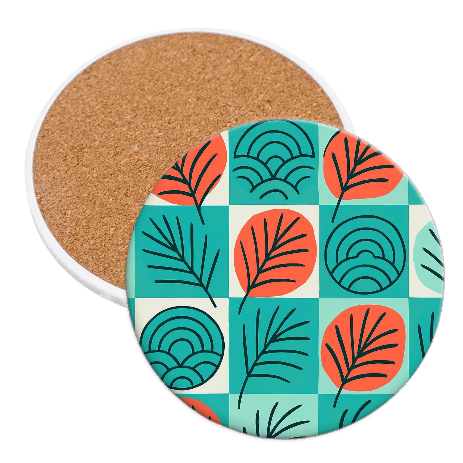 Tropical Zen Motif absorbent drink coasters