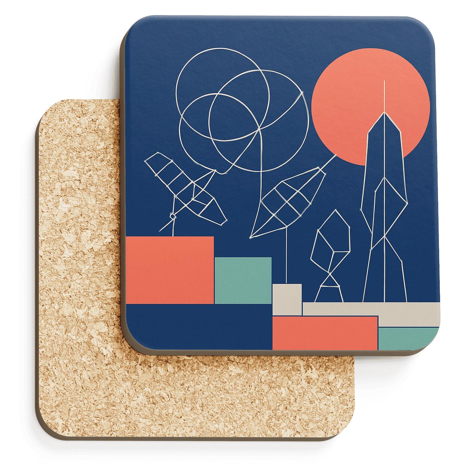Orbit Geometry cork coaster sets