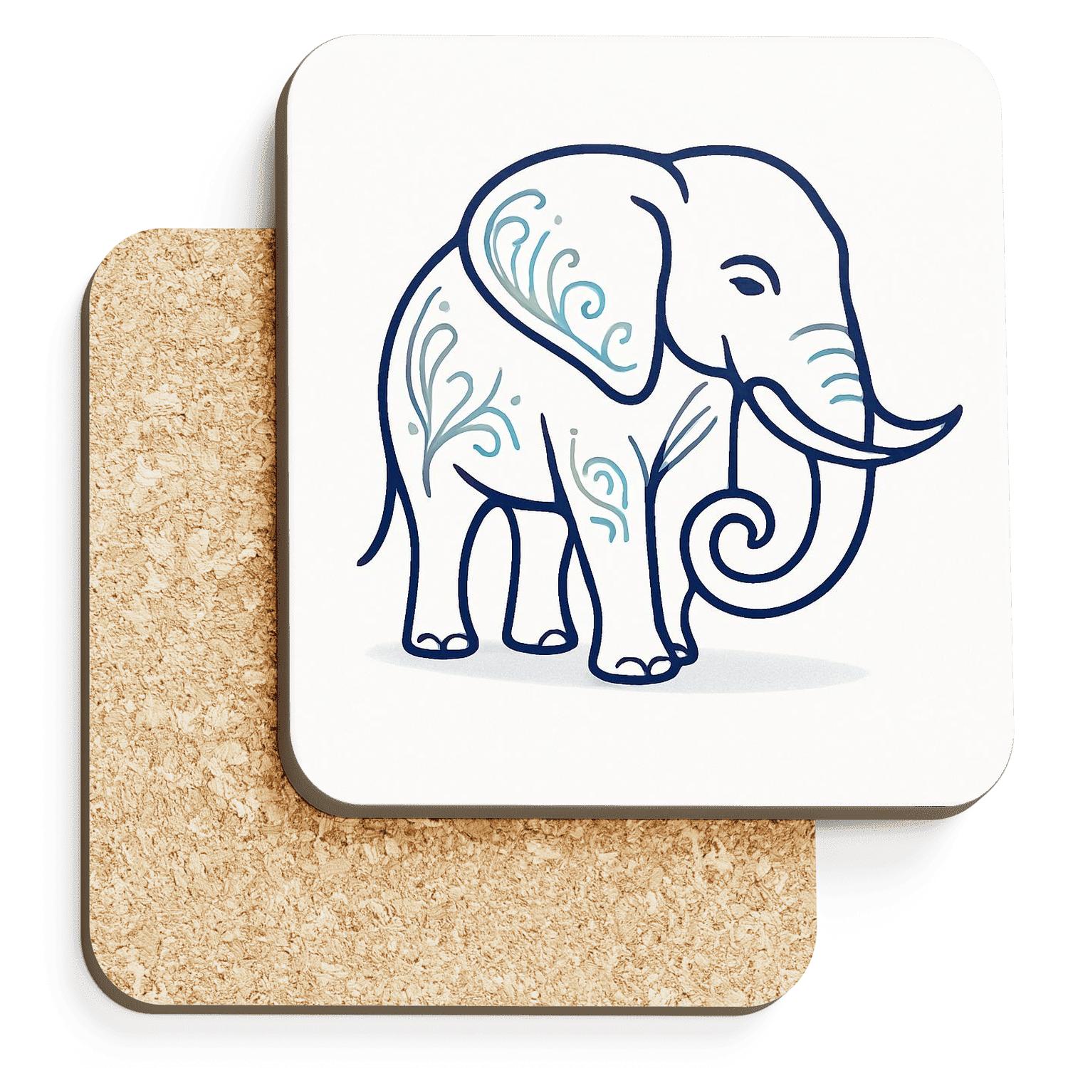 Ornamental Elephant Embrace cork coaster sets