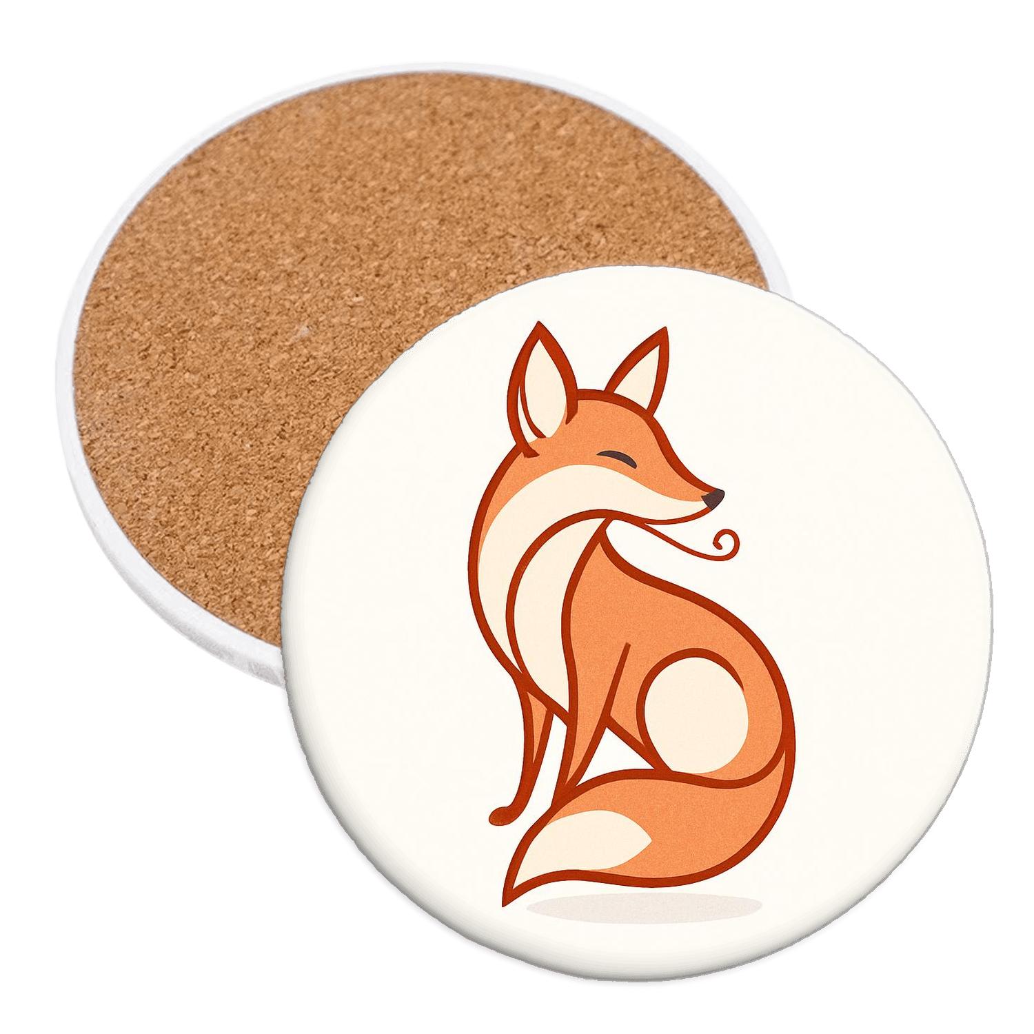 Minimalist Fox Wrap cork coaster sets