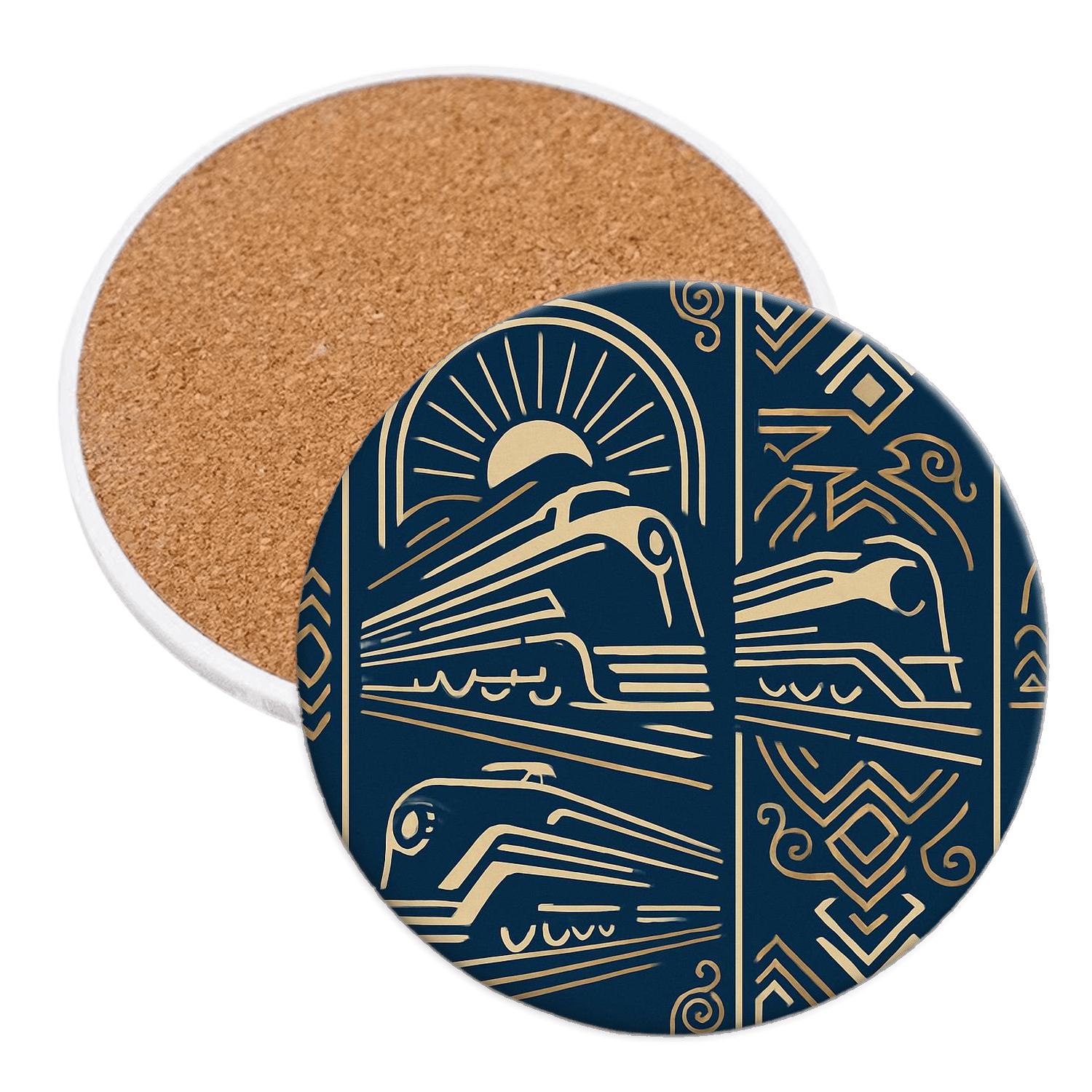 Streamlined Deco Geometry personalized drink coasters