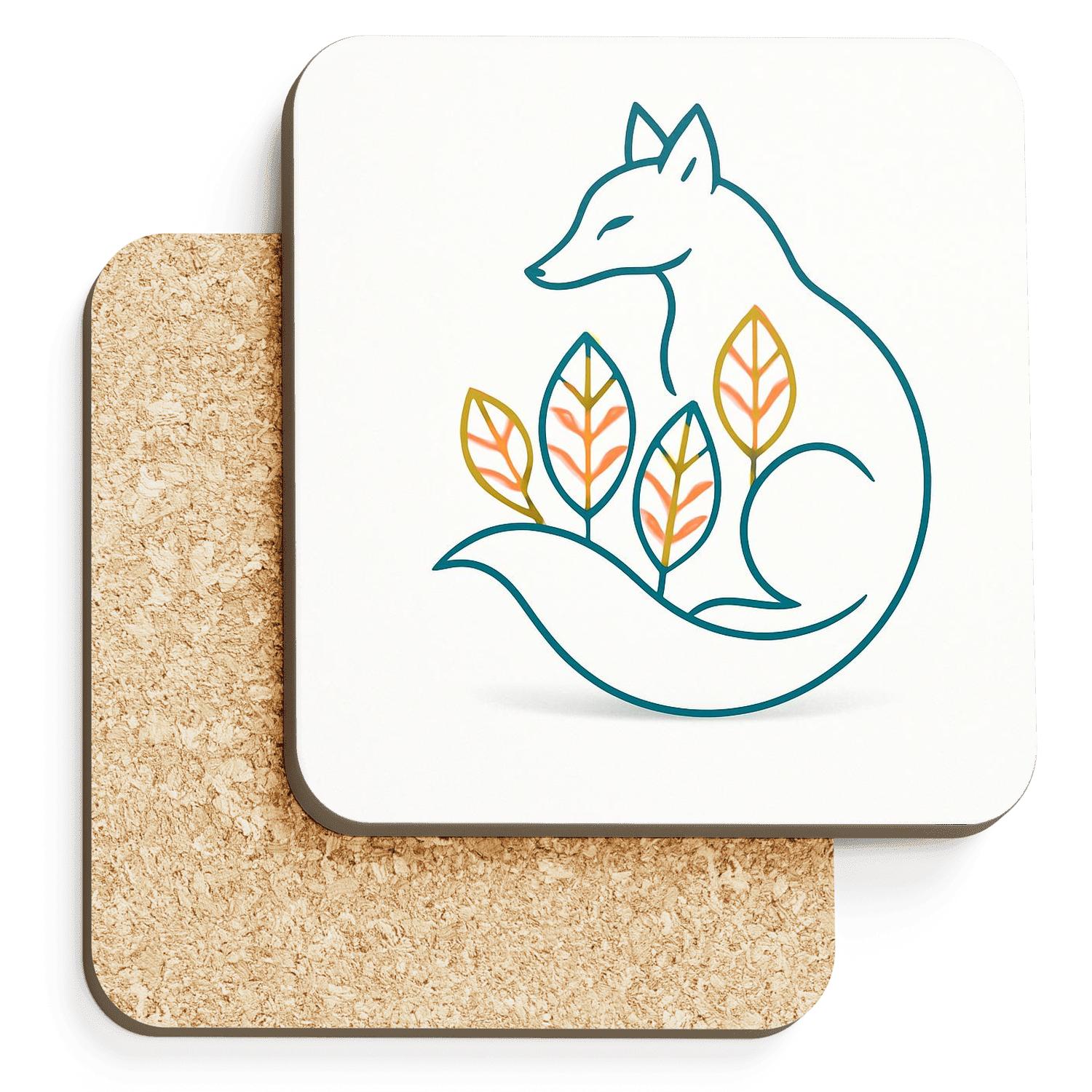 Minimalist Fox Wrap decorative beverage coasters