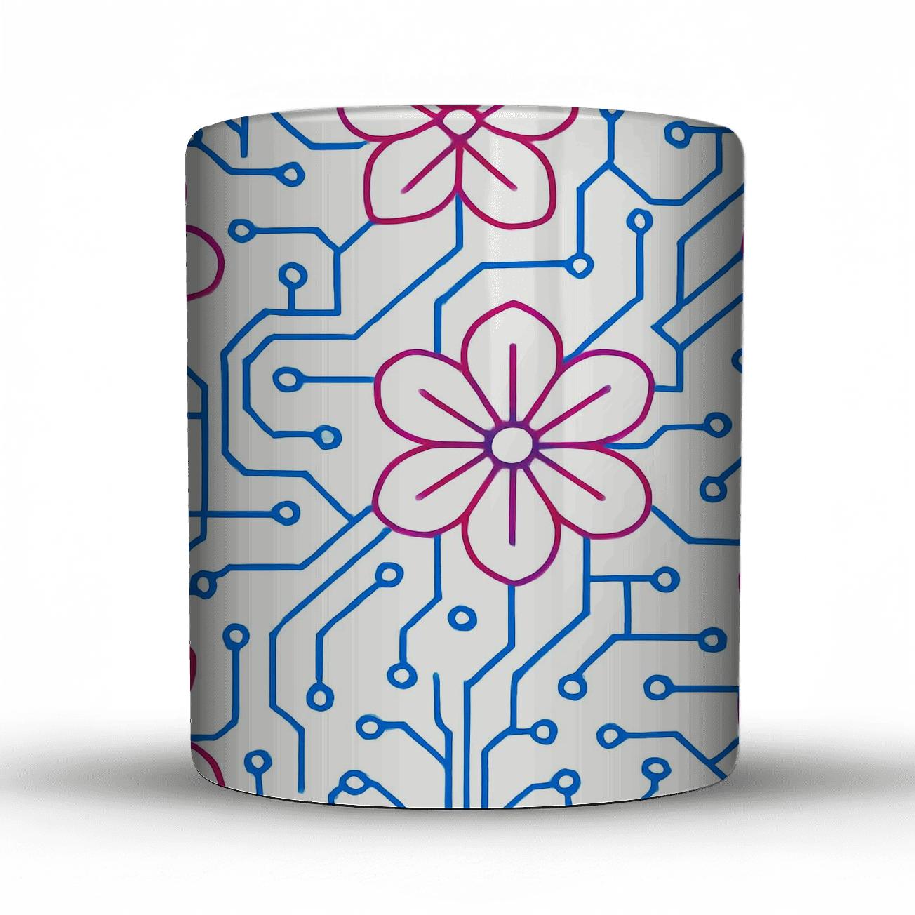 Neon Petal Circuit custom printed mugs