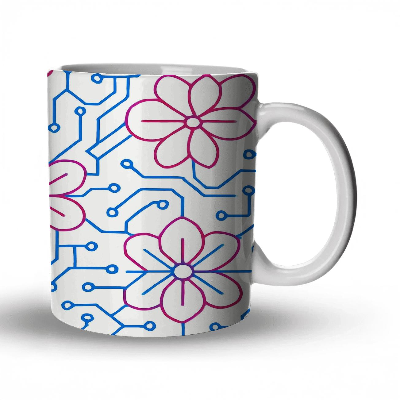 Neon Petal Circuit custom printed mugs