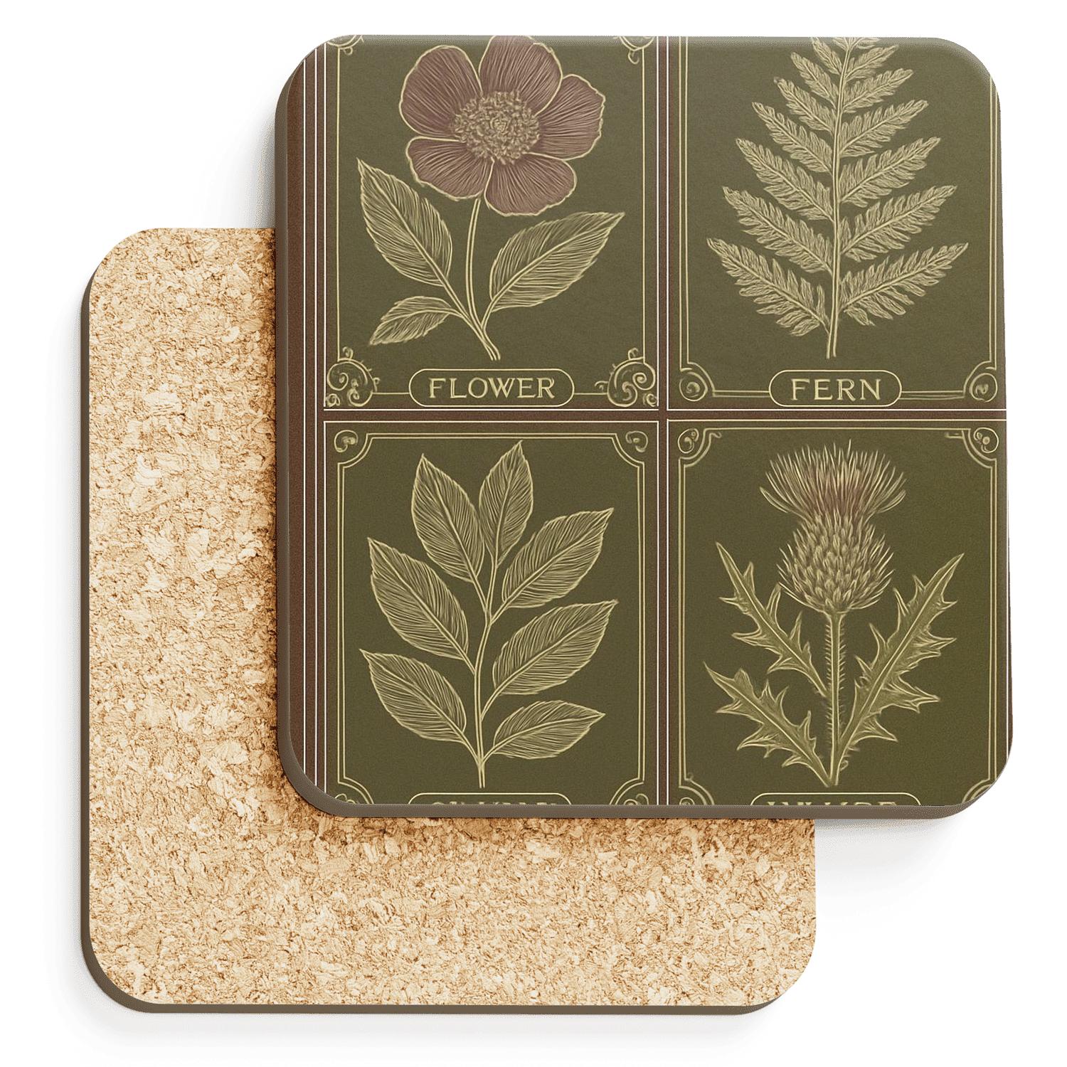 Victorian Botanical Chart elegant tabletop coasters