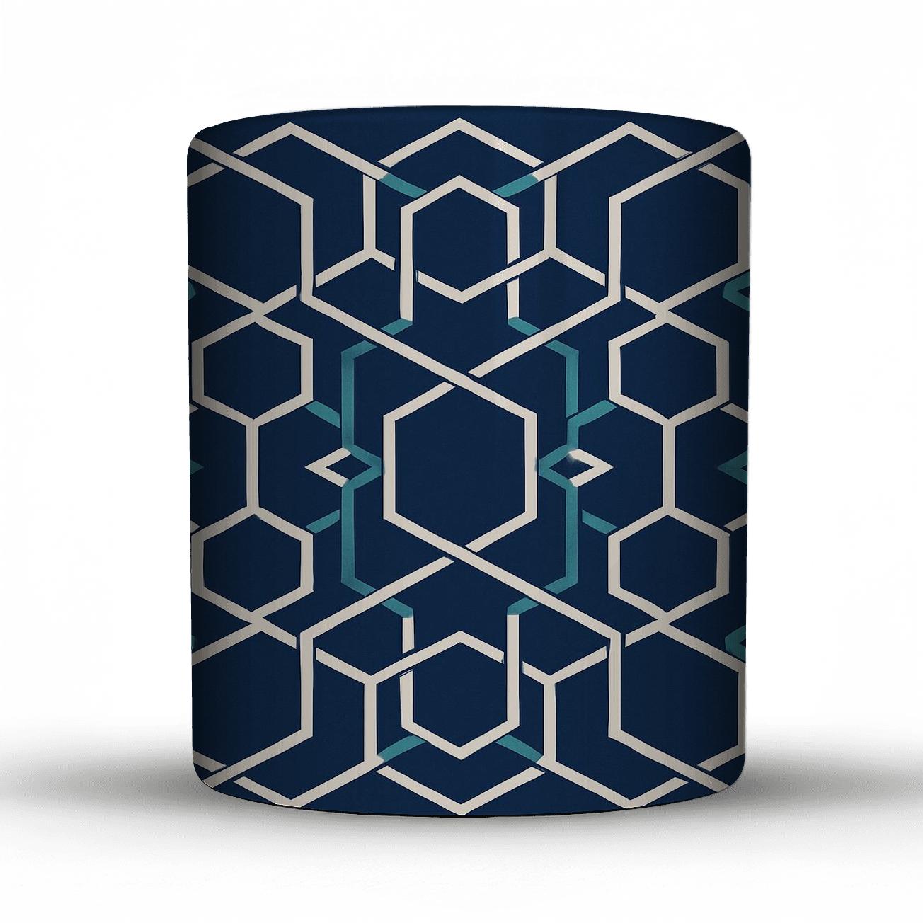 Interlocking Hexagonal Symmetry Pattern travel mugs with handles