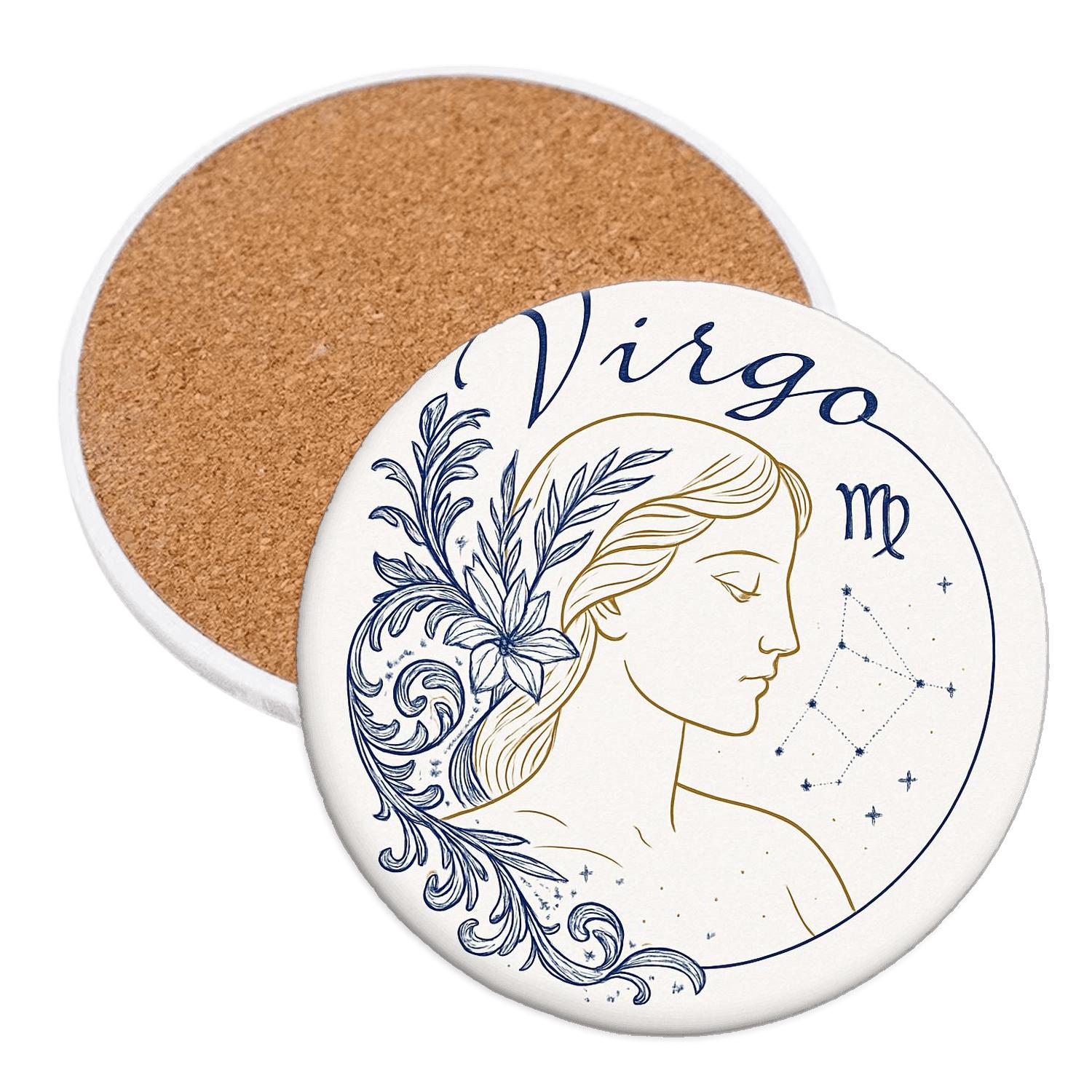 Virgo Maiden Line absorbent drink coasters